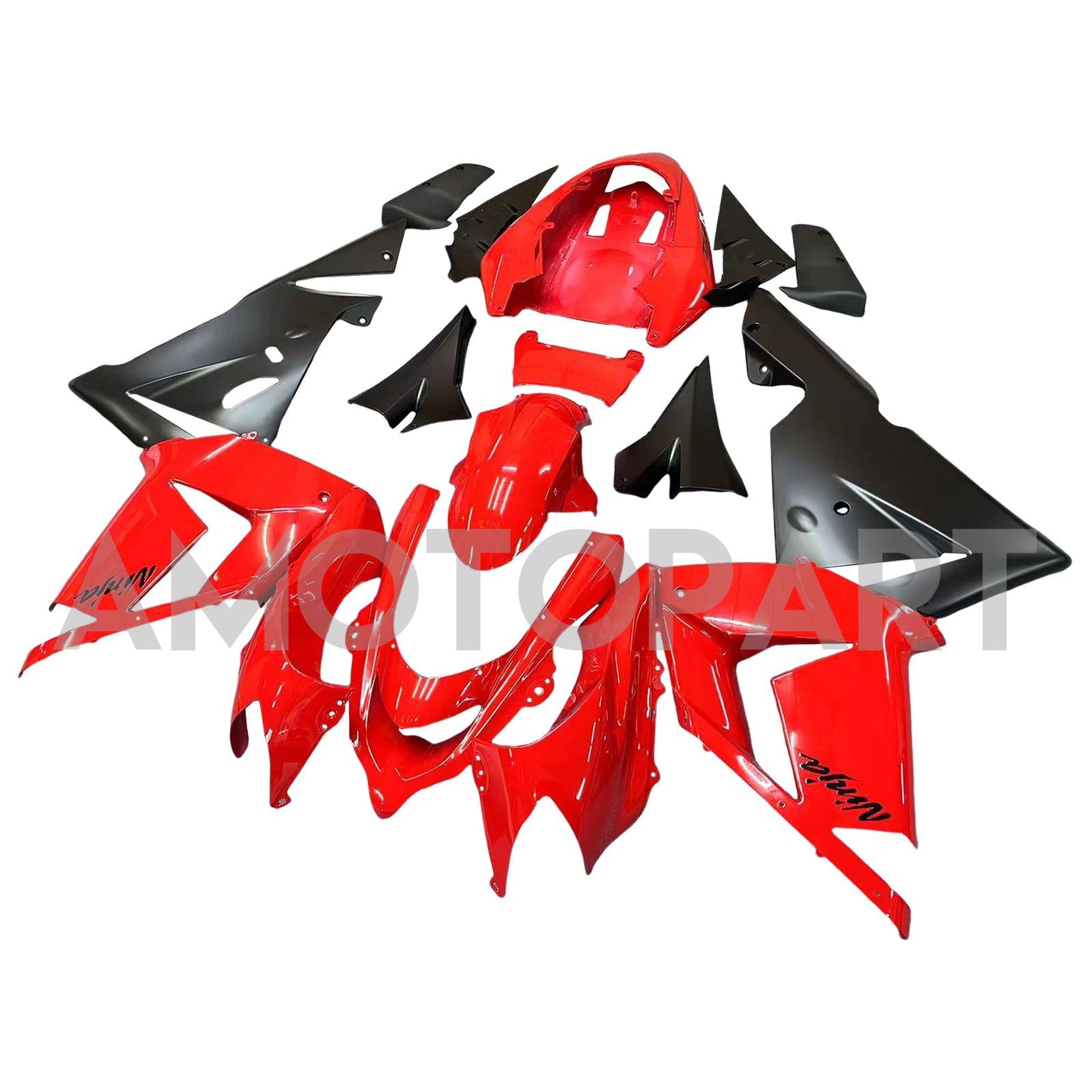 Amotopart 2004-2005 Kawasaki ZX10R Red & Black Fairing Kit