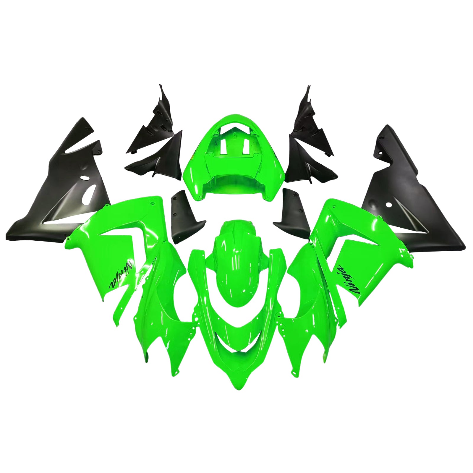 Amotopart 2004-2005 Kawasaki ZX10R Grün&Schwarzes Verkleidungsset