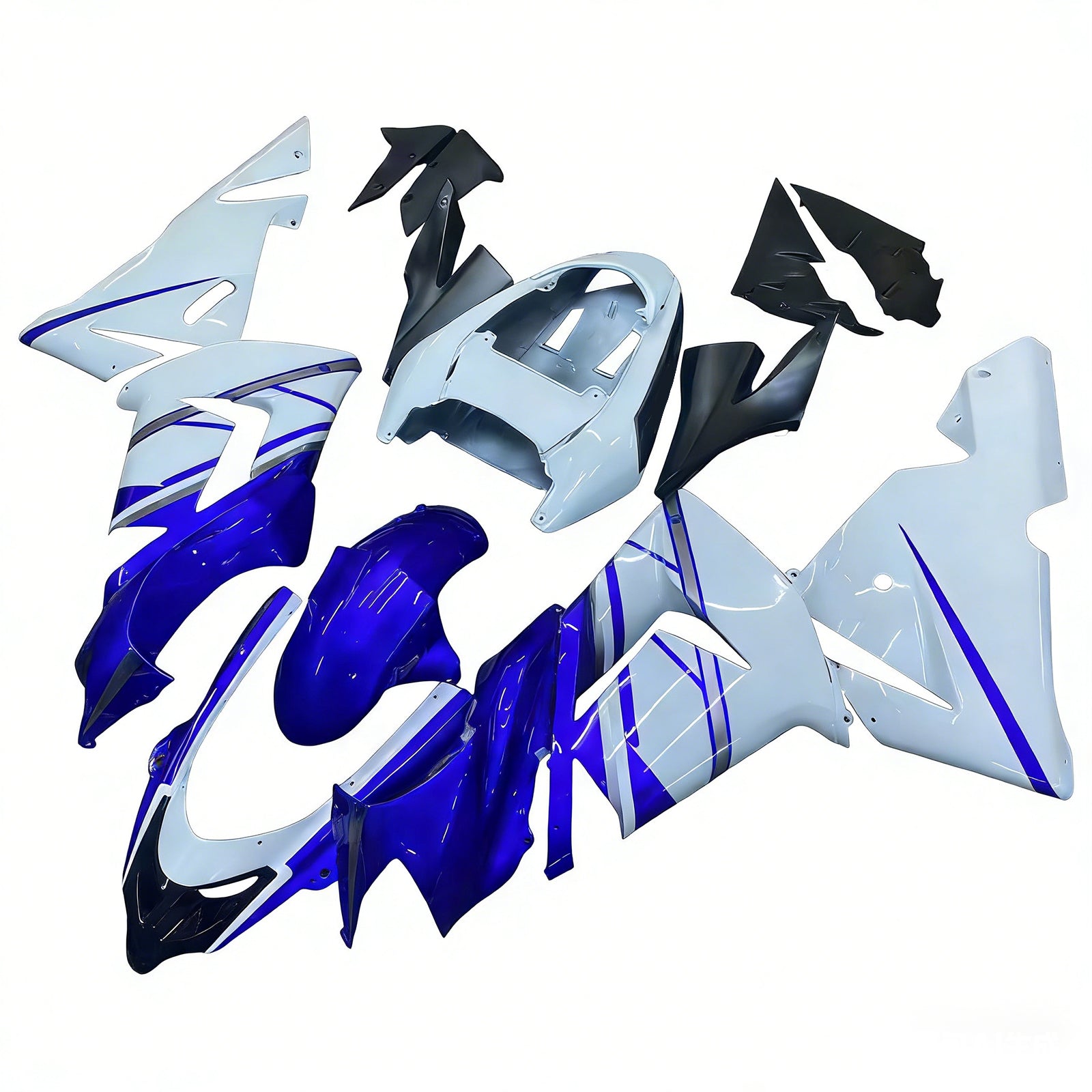 Amotopart 2004-2005 Kawasaki ZX10R Glossy Blue White Fairing Kit