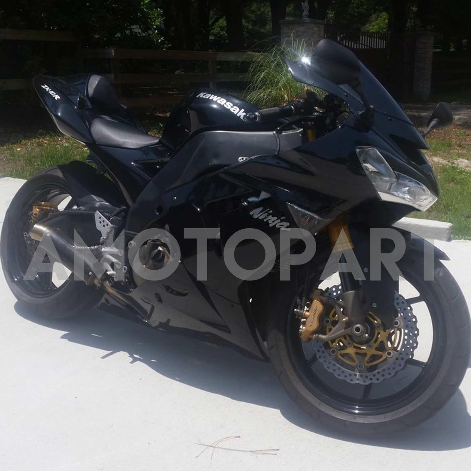 Amotopart Verkleidungsset für Kawasaki 2004–2005 ZX10R, leuchtend schwarz