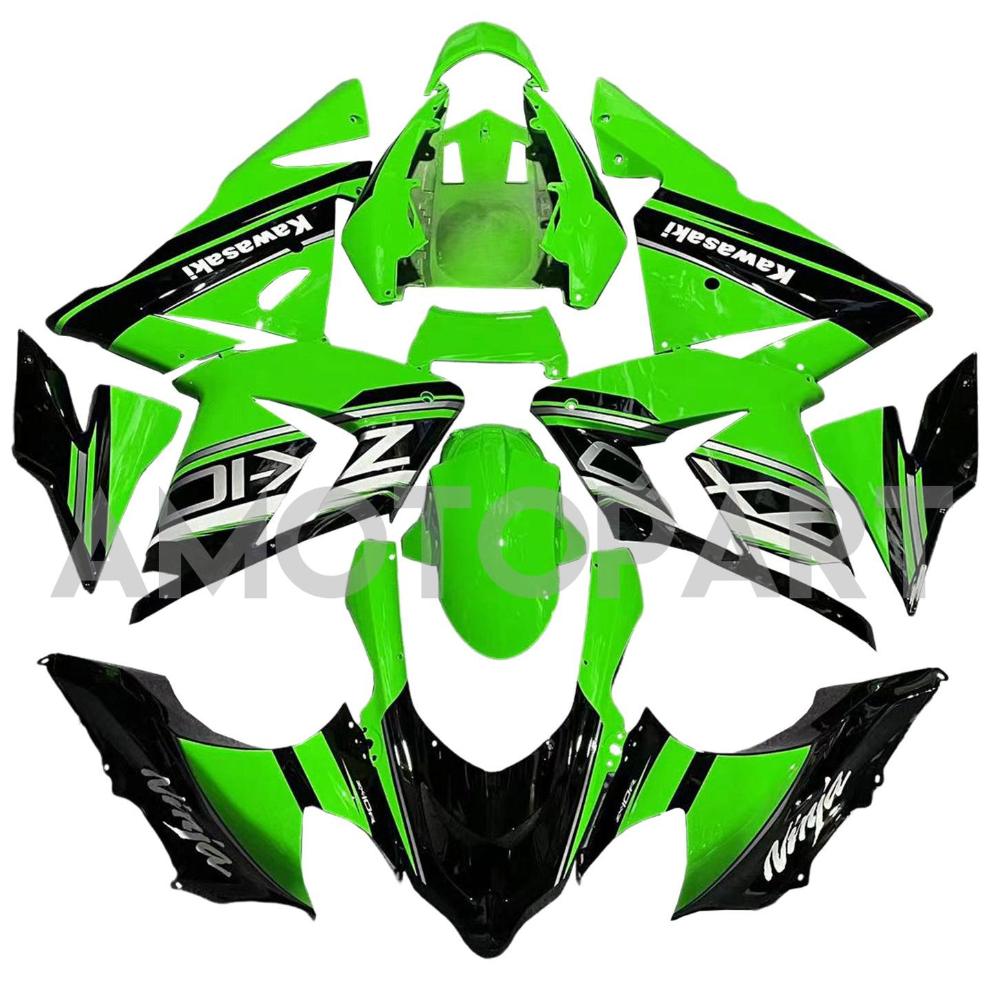 Amotopart Kawasaki 2004-2005 ZX10R Kit de carenagem preta verde