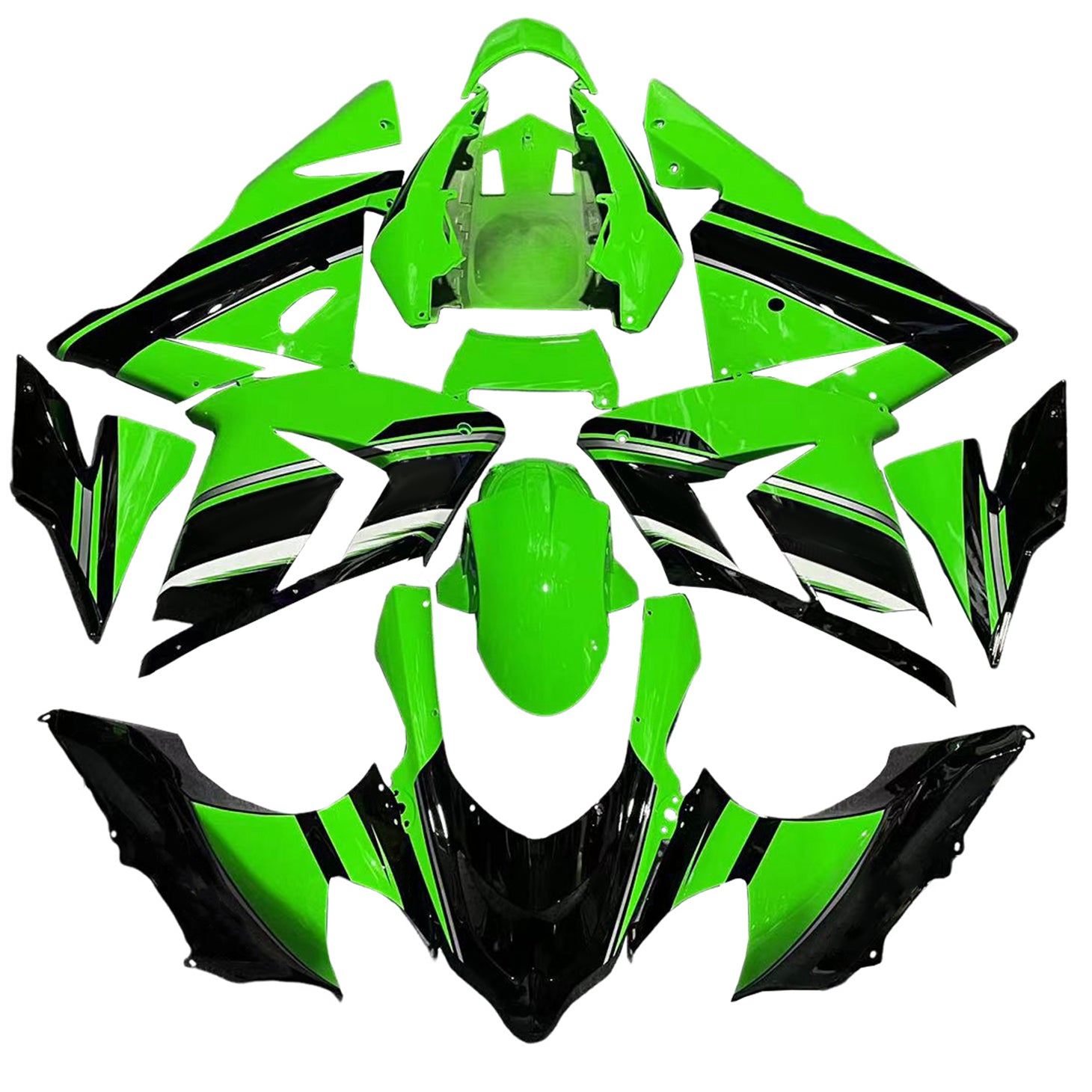 Amotopart Kawasaki 2004-2005 ZX10R Green Black Failing Kit