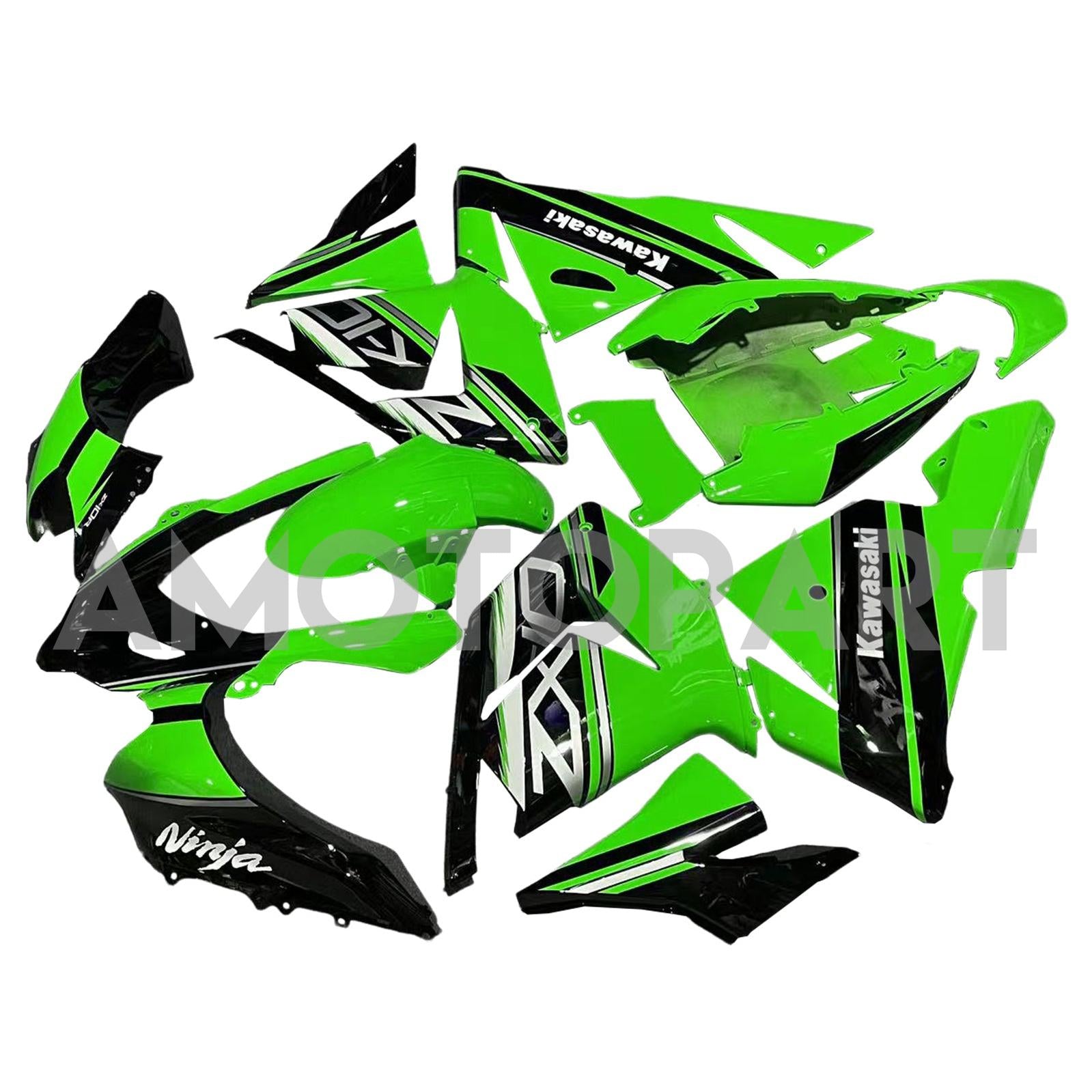 Amotopart Kawasaki 2004-2005 ZX10R Kit de carenagem preta verde