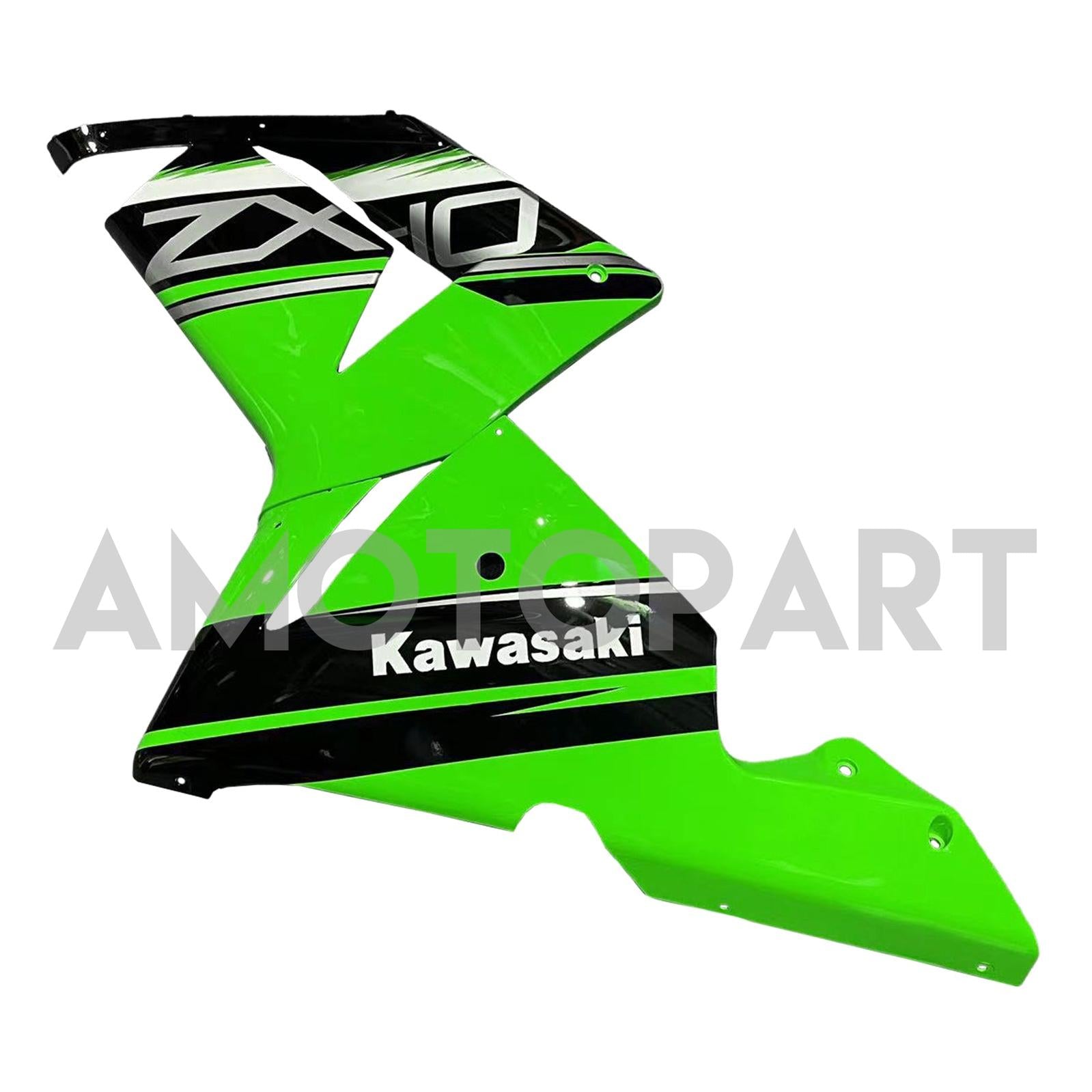 Amotopart Kawasaki 2004-2005 ZX10R Kit de carenagem preta verde