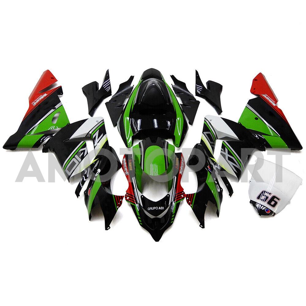 Amotopart Kawasaki 2004-2005 ZX10R White Black Green Fairing Kit