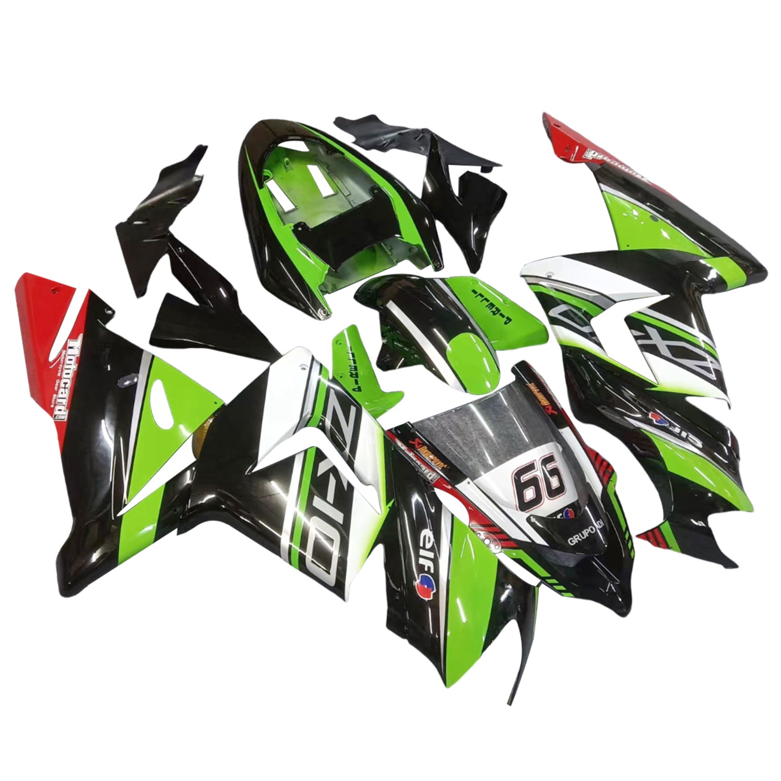 Amotopart Kawasaki 2004-2005 Kit de carénage vert noir blanc zx10r