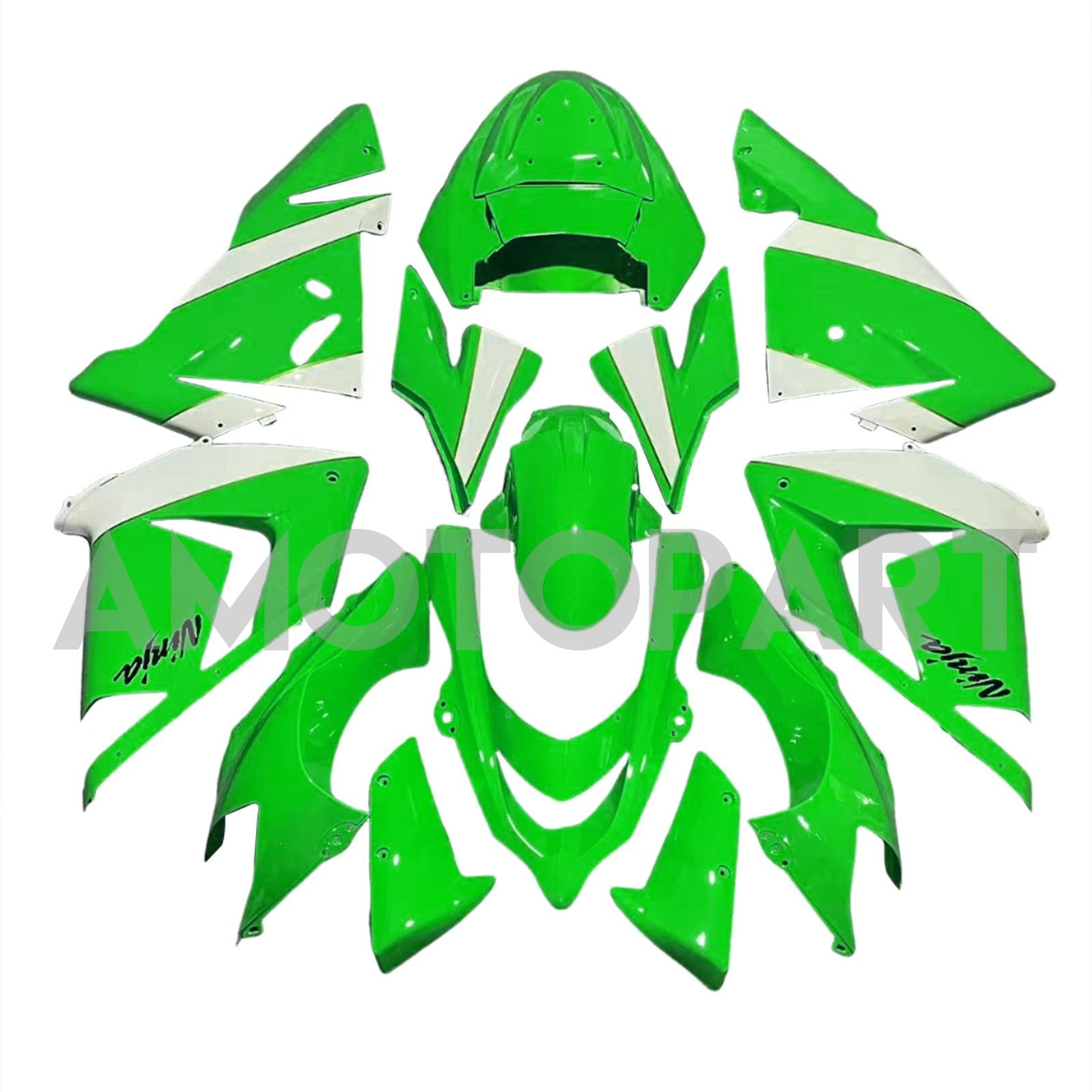Kit carena Amotopart Kawasaki 2004-2005 ZX10R bianco verde