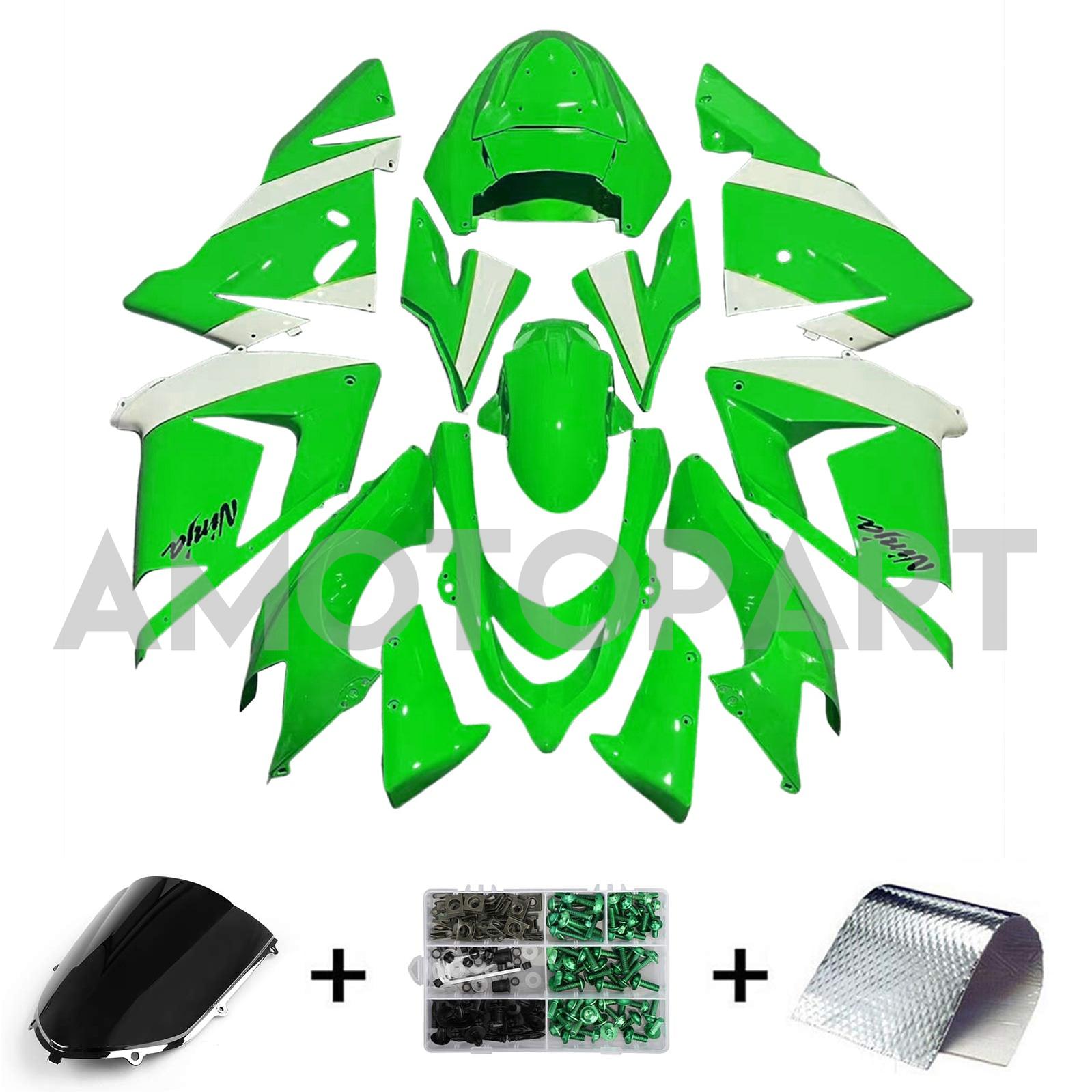 Kit carena Amotopart Kawasaki 2004-2005 ZX10R bianco verde