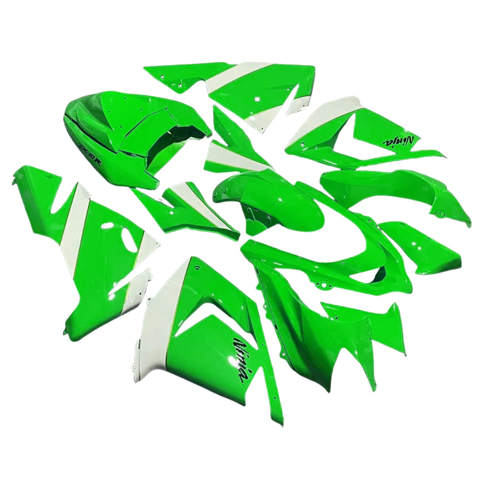 Amotopart Kawasaki 2004-2005 ZX10R White Green Fairing Kit