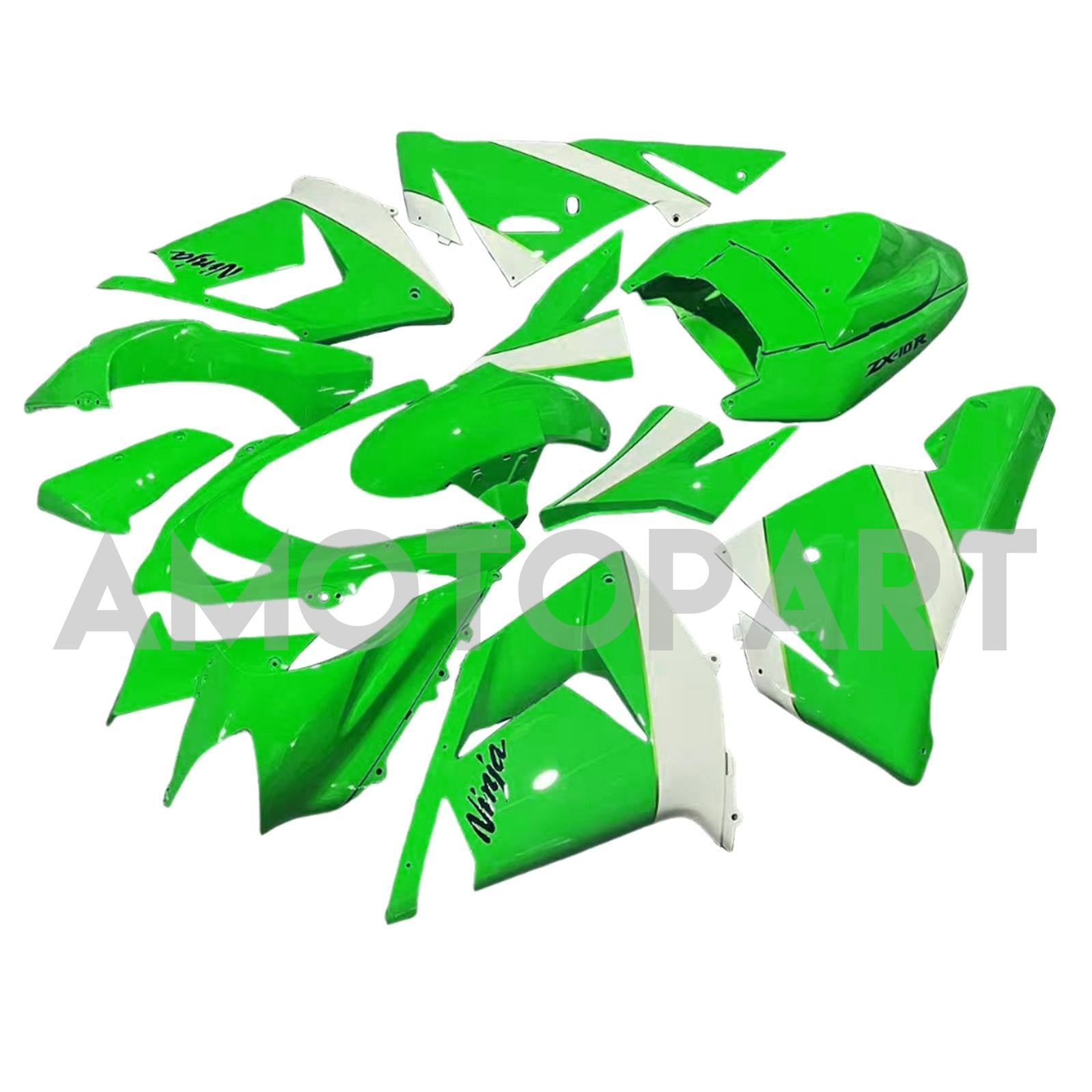 Kit carena Amotopart Kawasaki 2004-2005 ZX10R bianco verde