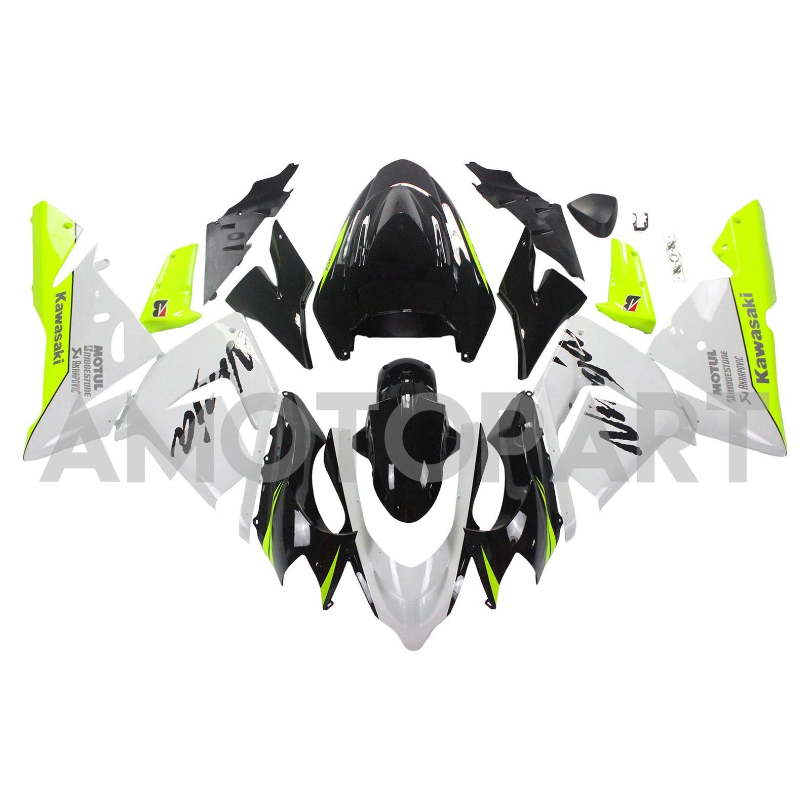Amotopart Kawasaki 2004-2005 ZX10R White Yellow Fairing Kit