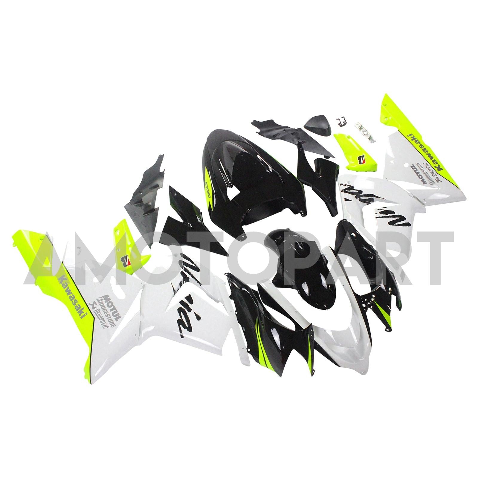 Amotopart Kawasaki 2004-2005 ZX10R White Yellow Fairing Kit