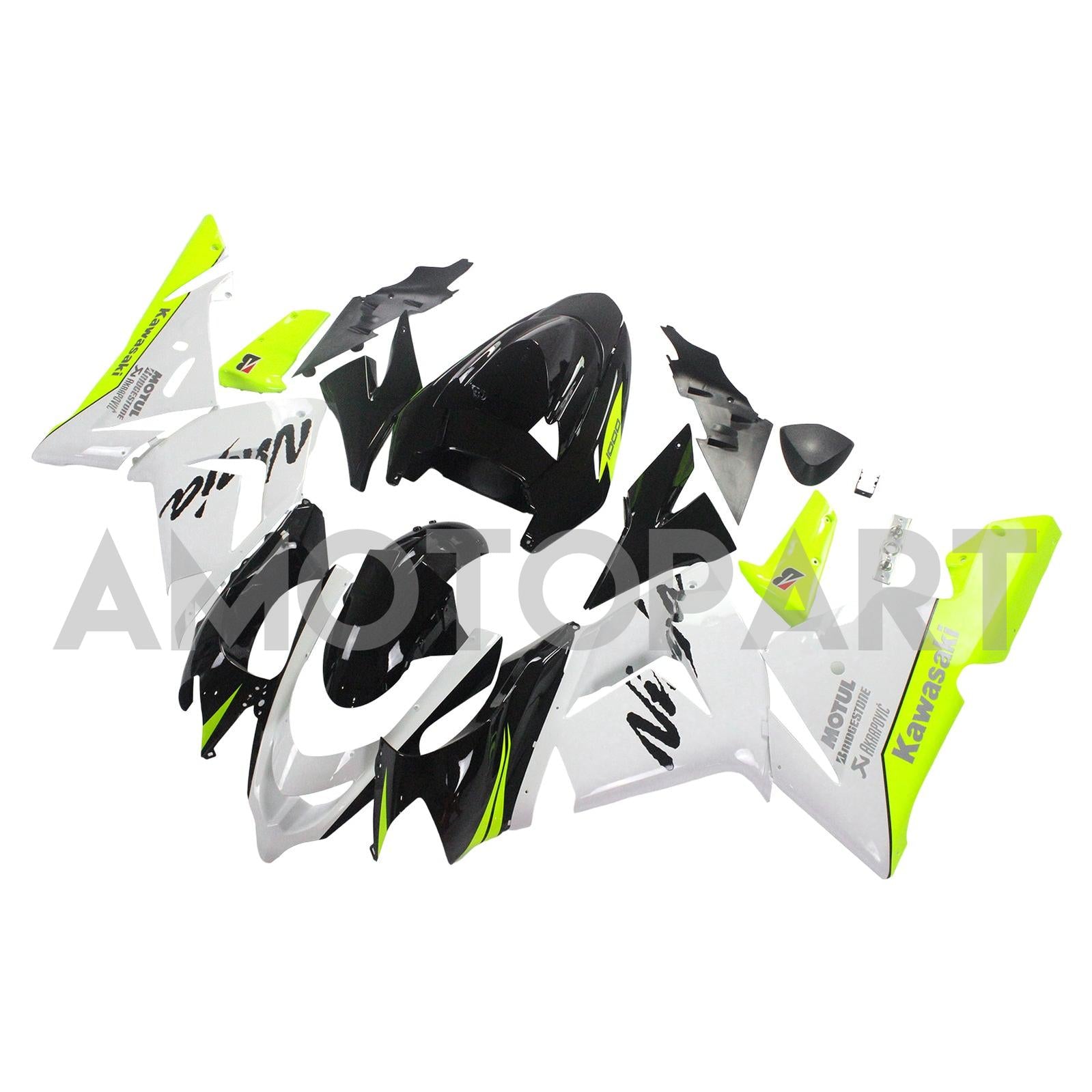 Amotopart Kawasaki 2004-2005 ZX10R White Yellow Fairing Kit
