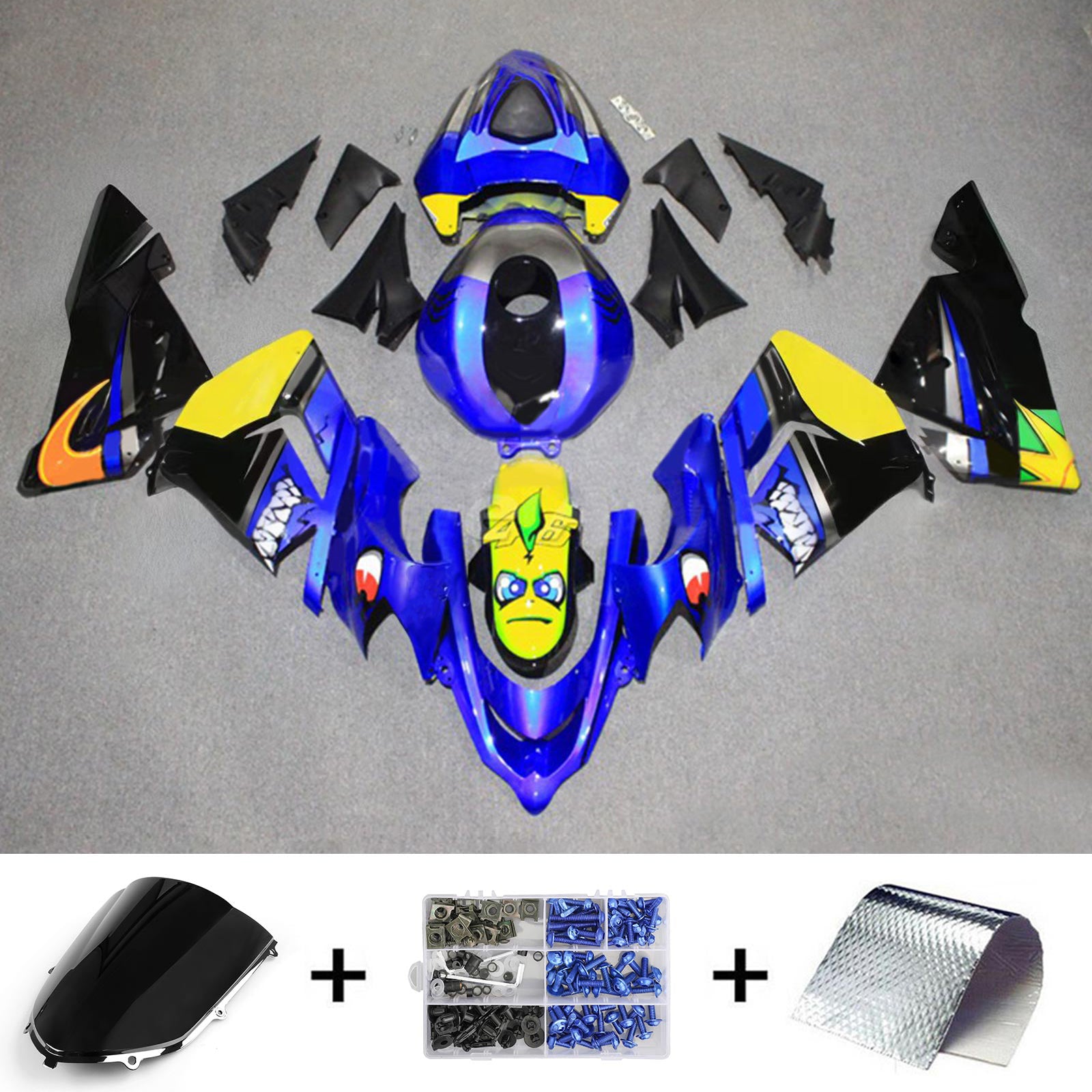 Amotopart 2004-2005 ZX10R Kawasaki Blue&Yellow Fairing Kit