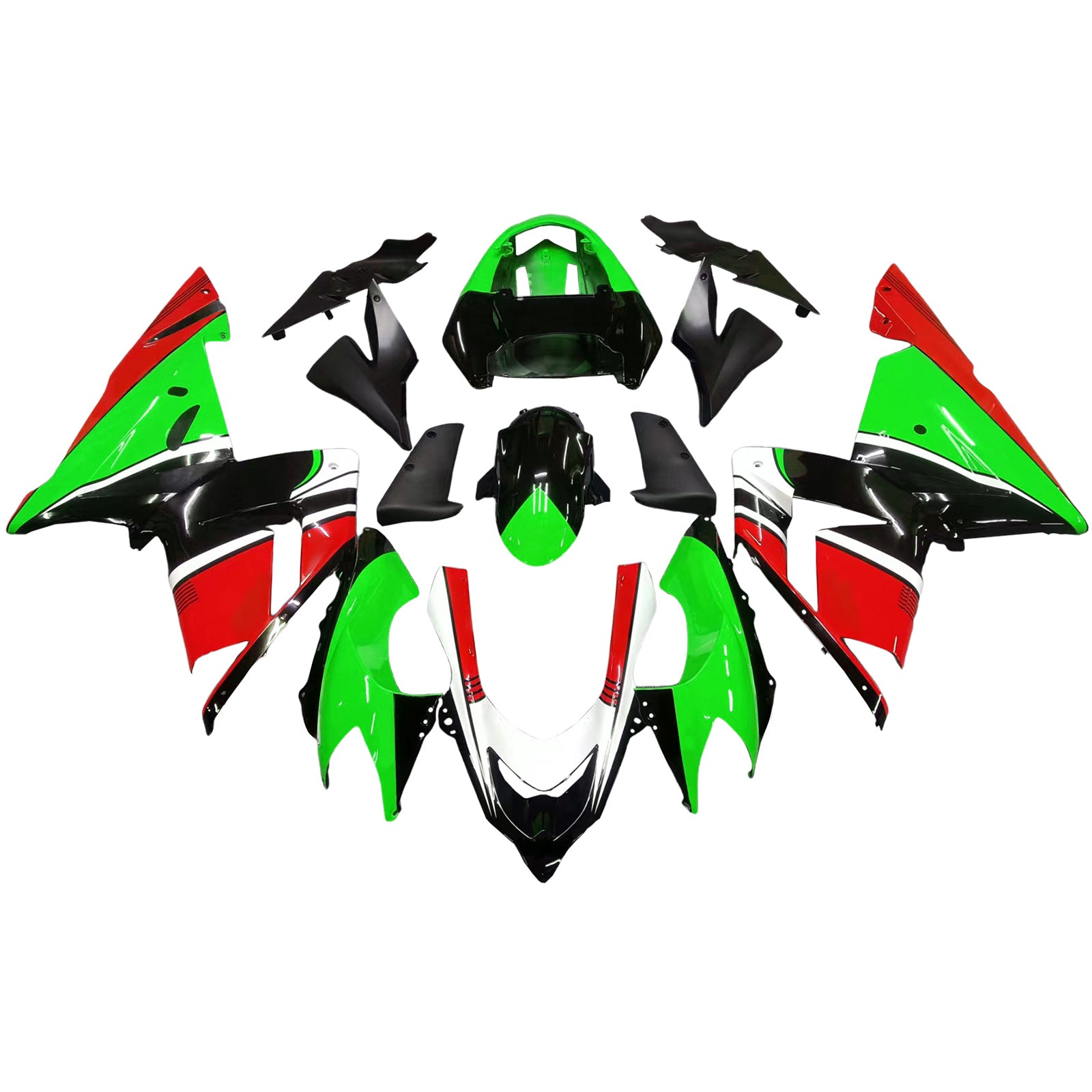Amotopart 2004-2005 ZX10R Kawasaki Green&Red Fairing Kit