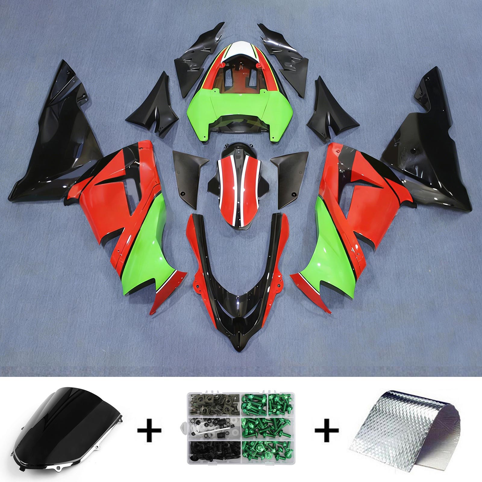 Kit carena Amotopart 2004-2005 ZX10R Kawasaki rosso e verde