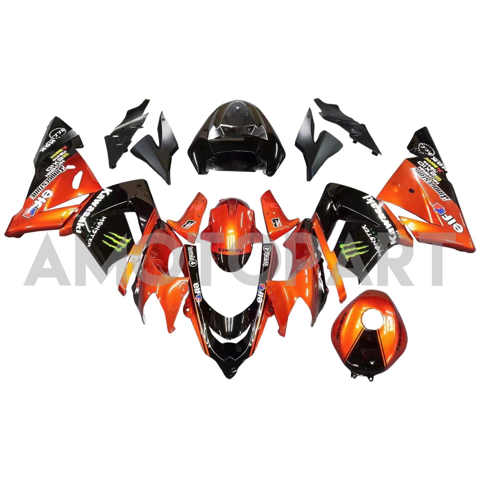 Amotopart 2004-2005 ZX10R Kawasaki Orange&Black Fairing Kit