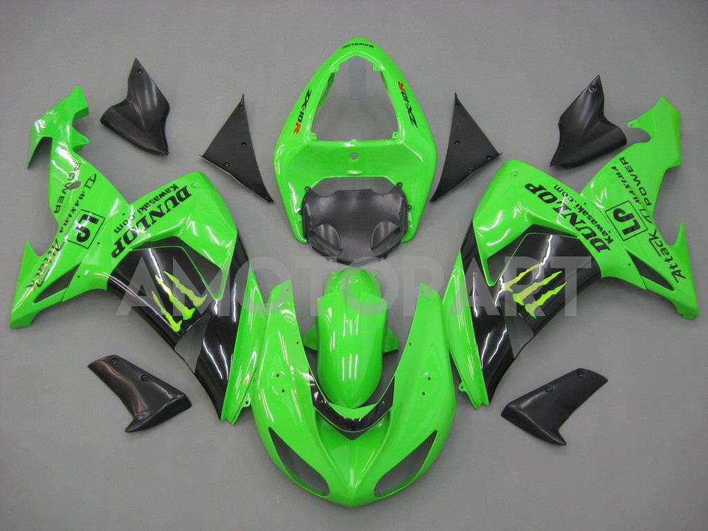 Amotopart 2006-2007 Kawasaki ZX10R Verkleidung Green Style3 Kit