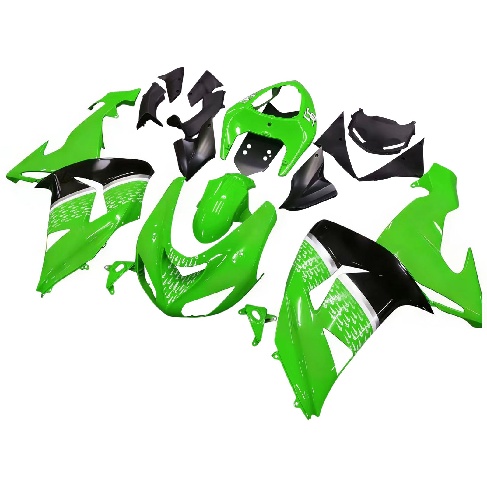 Amotopart 2006-2007 Kawasaki ZX10R Green&Black Fairing Kit