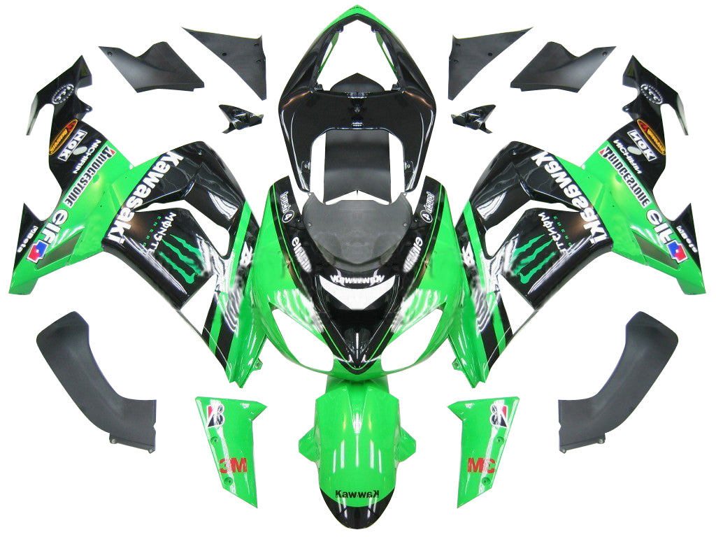 Amotopart 2006-2007 Kawasaki ZX10R フェアリング グリーン Style2 キット