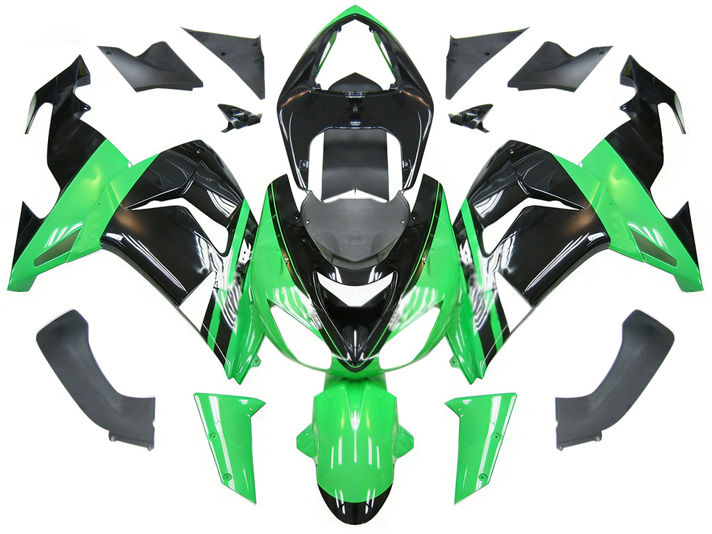 Amotopart 2006-2007 Kawasaki ZX10R Fairing Green Style2 sæt