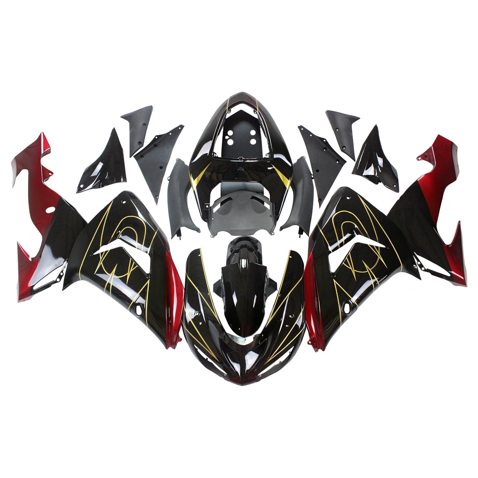 Amotopart Kawasaki ZX10R 2006-2007 Black Fairing Kit