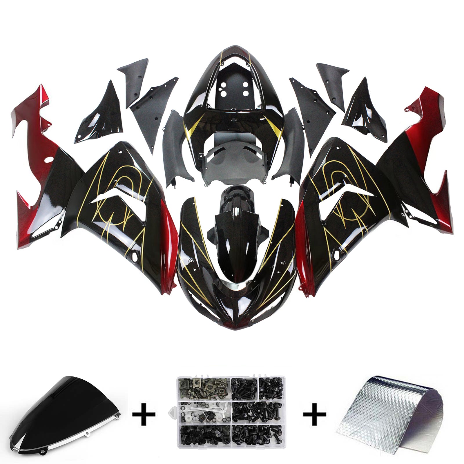 Amotopart Kawasaki ZX10R 2006-2007 Black Fairing Kit