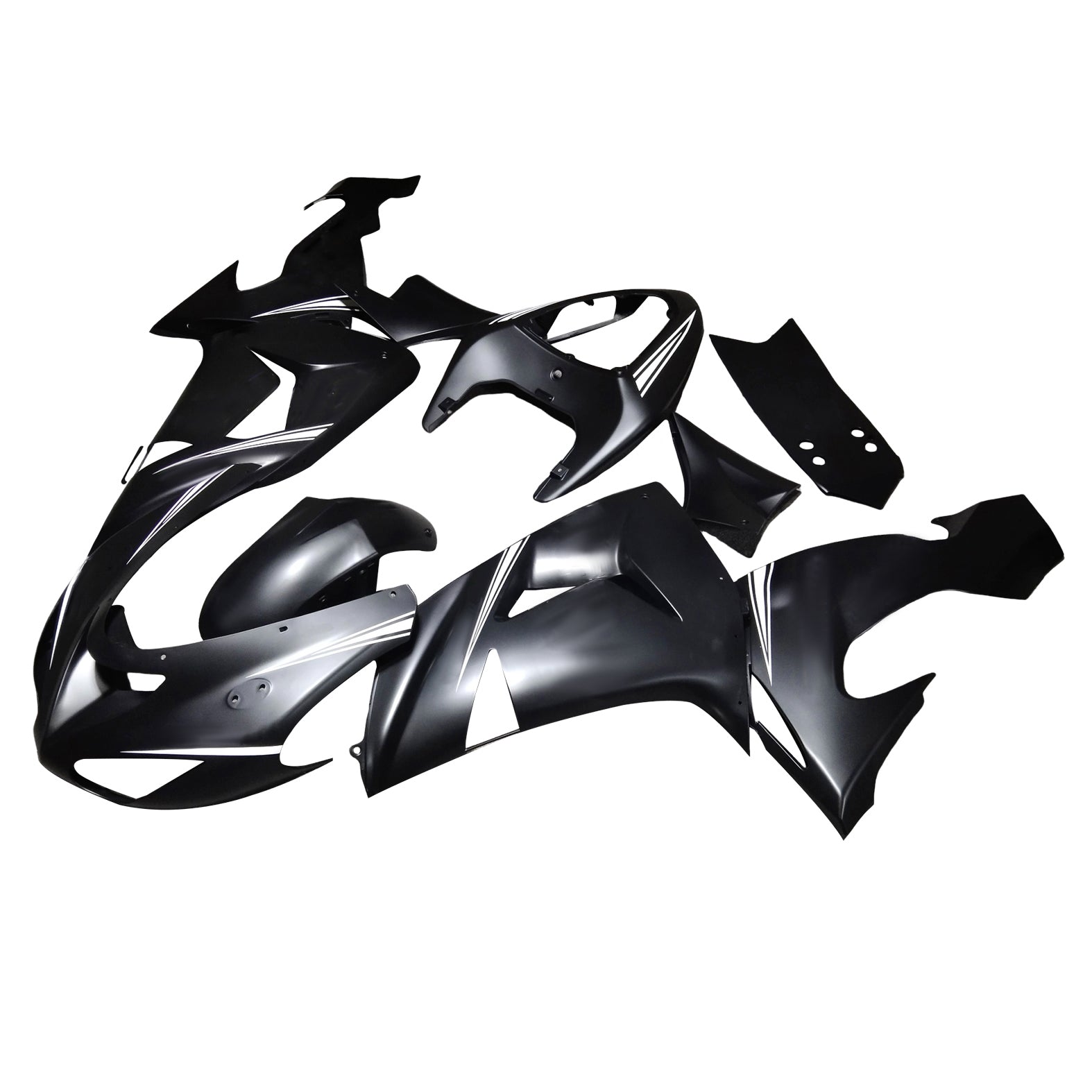 Amotopart Kawasaki ZX10R 2006-2007 Sort med White Logo Fairing Kit
