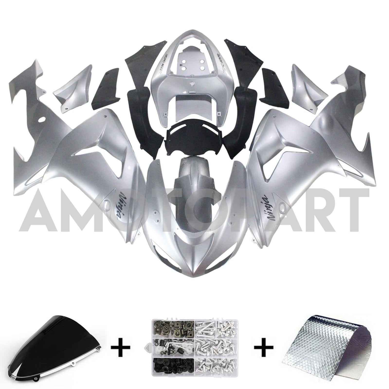 Amotopart Kawasaki ZX10R 2006-2007 SLIVER FAIRING KIT