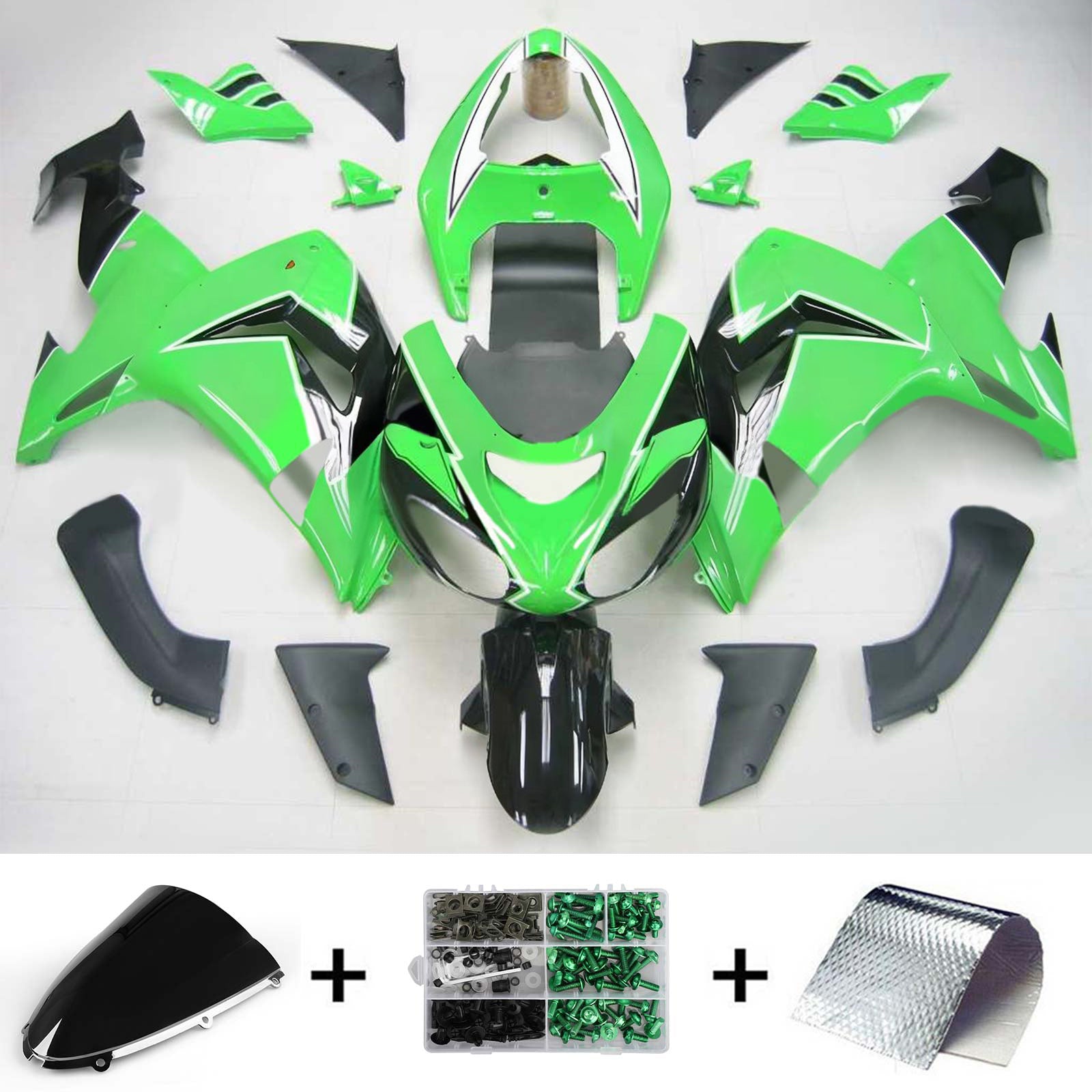 Amotopart Kawasaki ZX10R 2006-2007 Green Fairing Kit