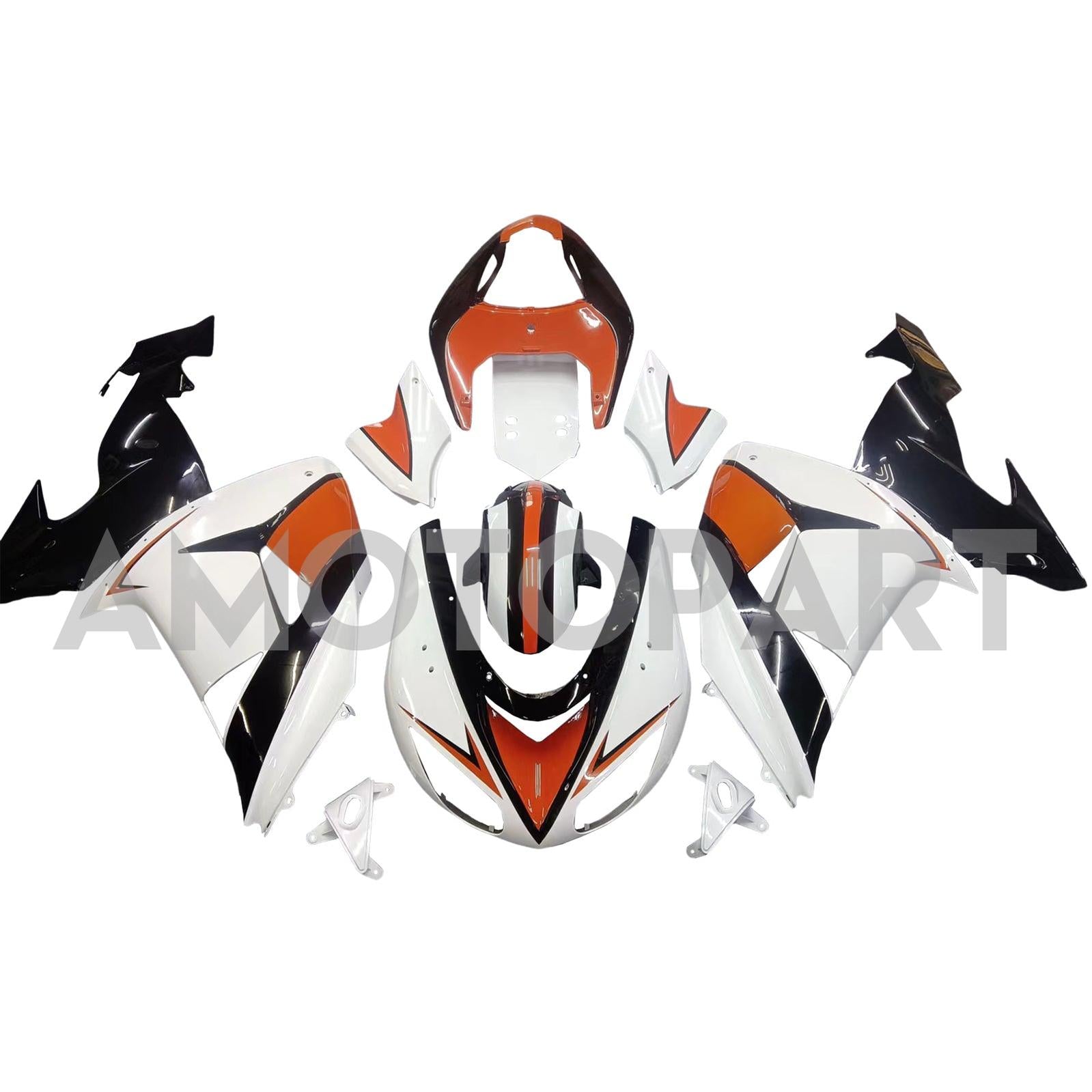 Amotopart Kawasaki ZX10R 2006-2007 White Orange Fairing Kit