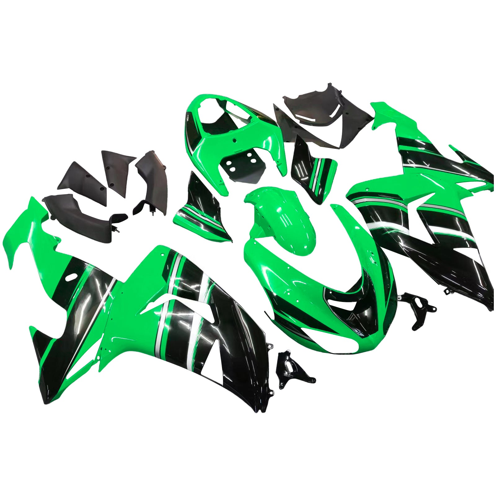 Amotopart Kawasaki ZX10R 2006-2007 Green Black Fairing Kit