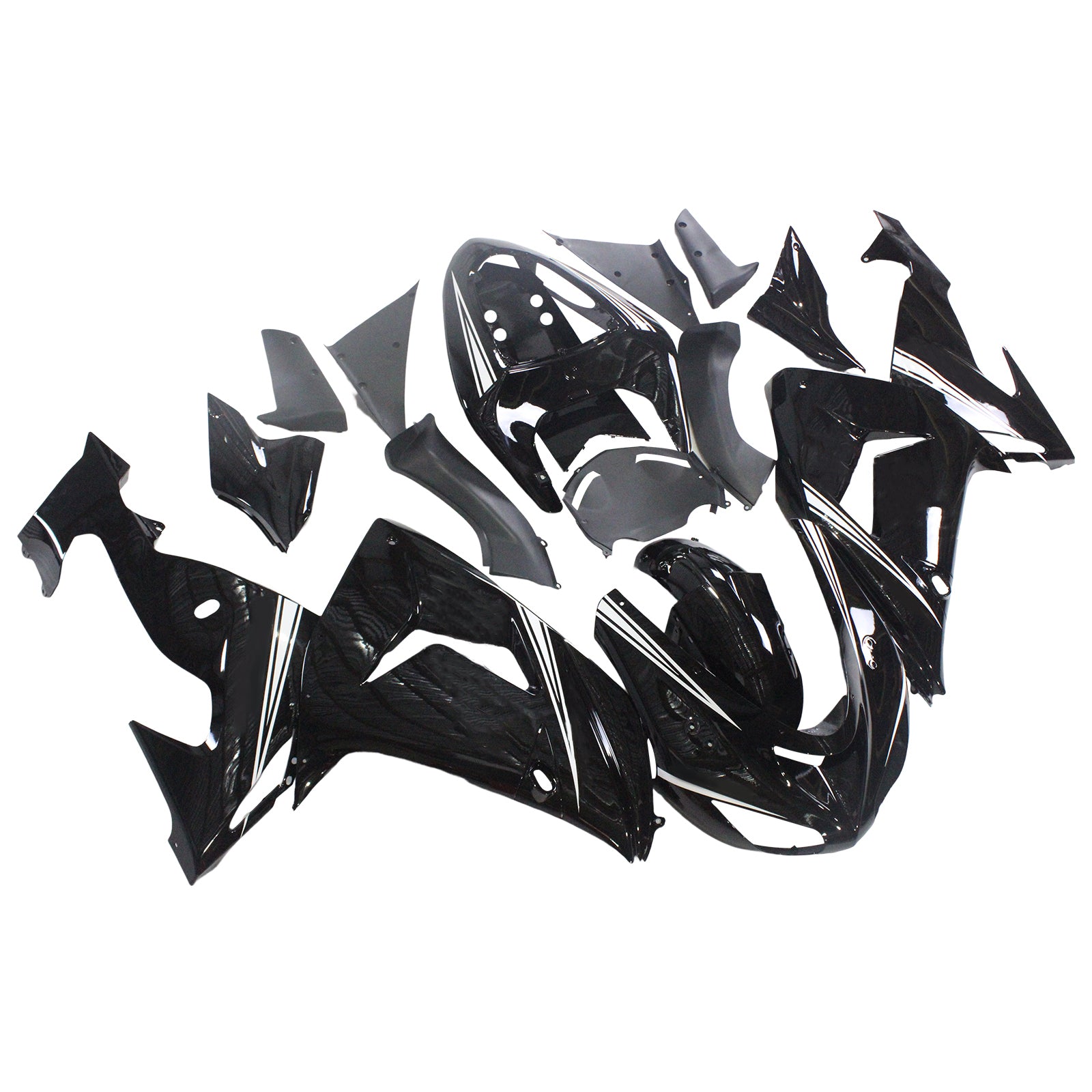 Amotopart Kawasaki ZX10R 2006-2007 Glossy Black Fairing Kit