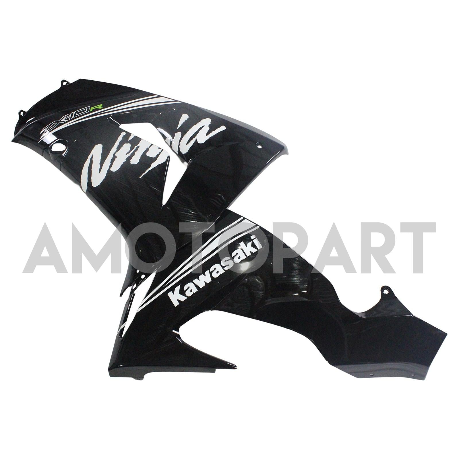 Amotopart Kawasaki ZX10R 2006-2007 Glossy Black with Ninja Logo Fairing Kit