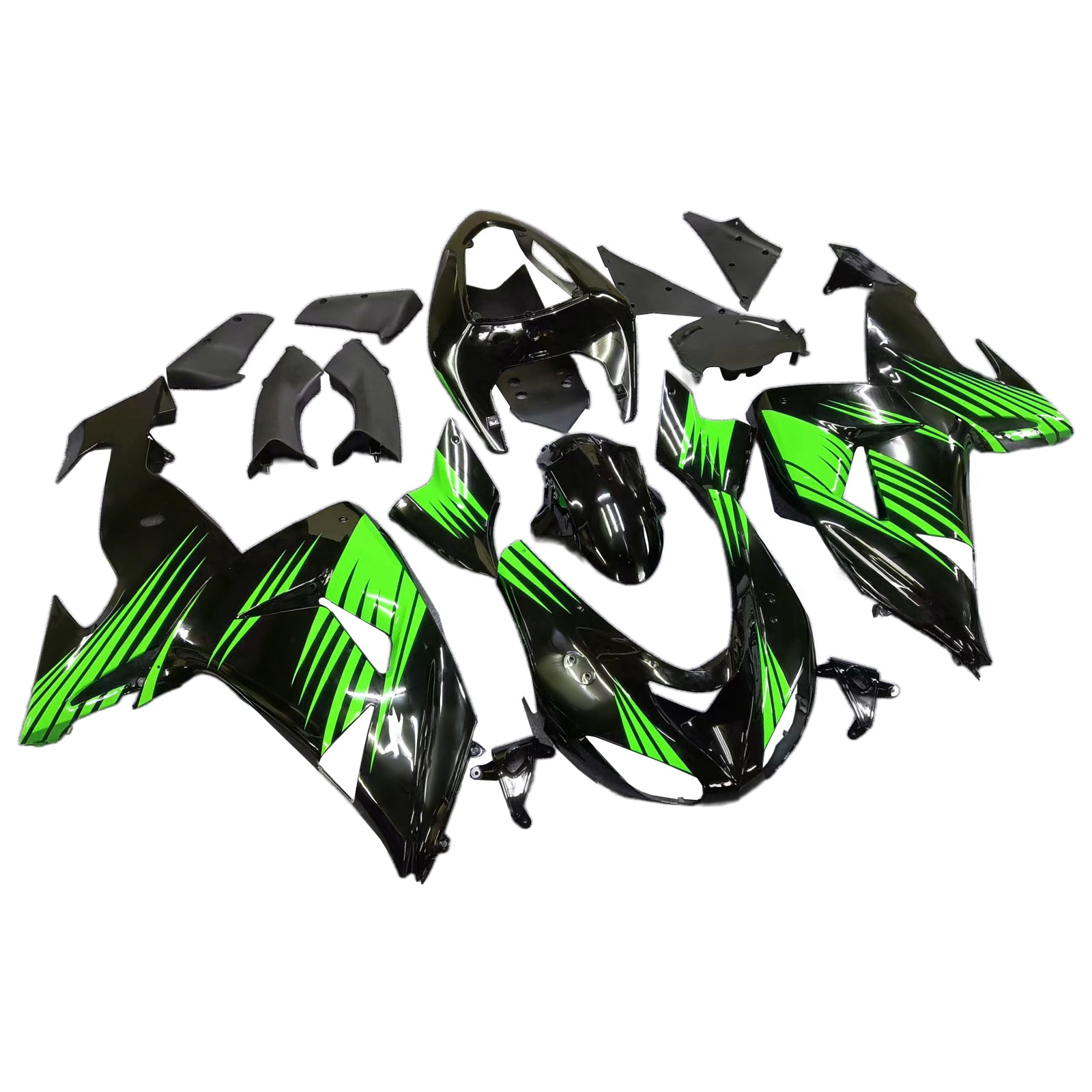 Amotopart 2006-2007 Kawasaki ZX10R Green & Black Monster Logo Style2 Failing Kit