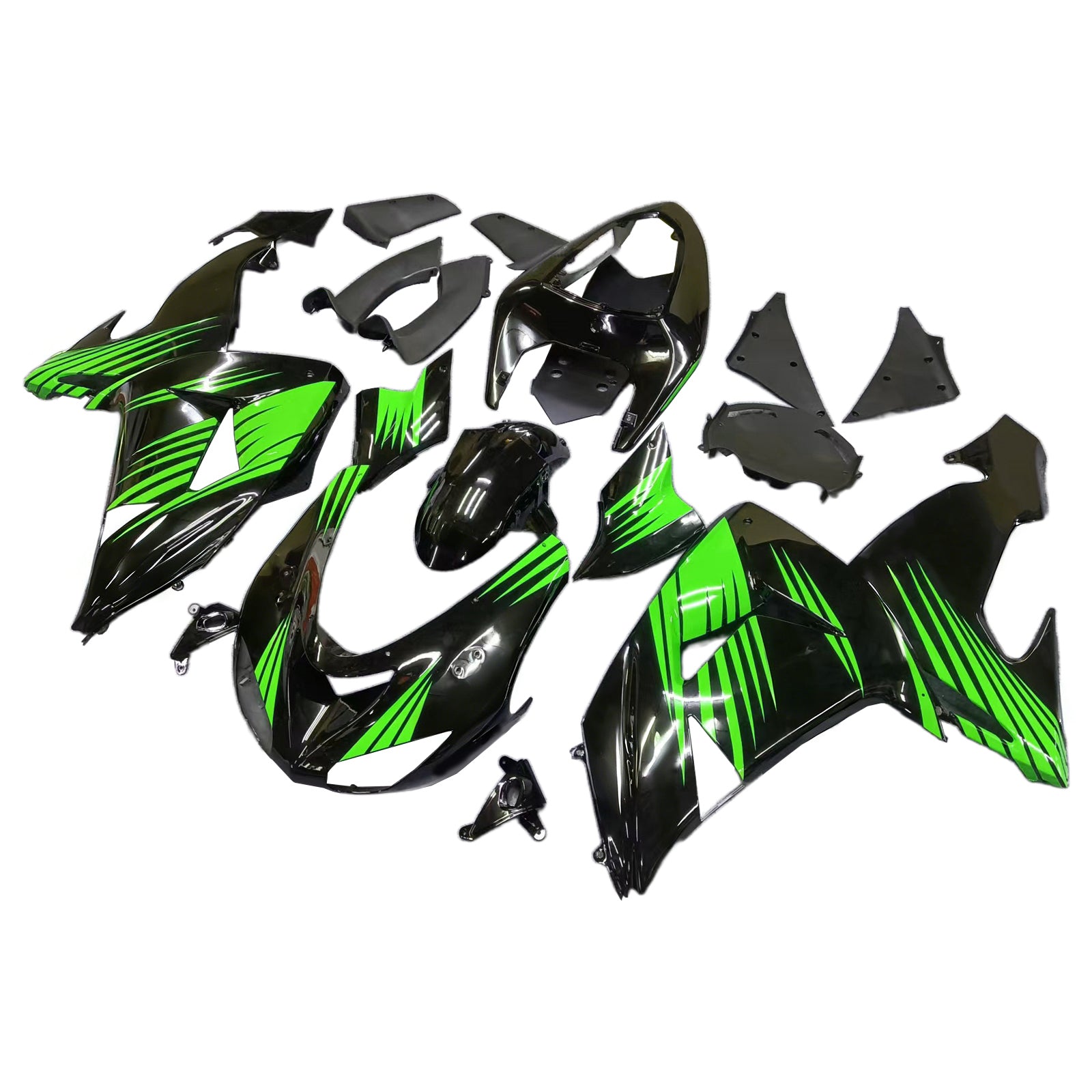 Amotopart 2006-2007 Kawasaki ZX10R Green & Black Monster Logo Style2 Failing Kit