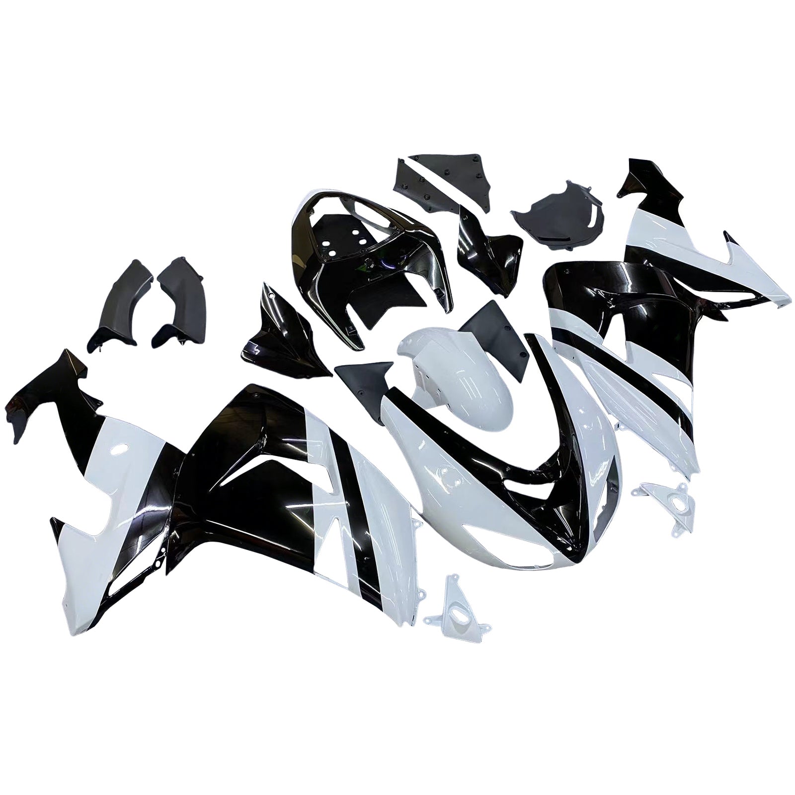 Amotopart 2006-2007 Kawasaki ZX10R Czarno-biały zestaw owiewki