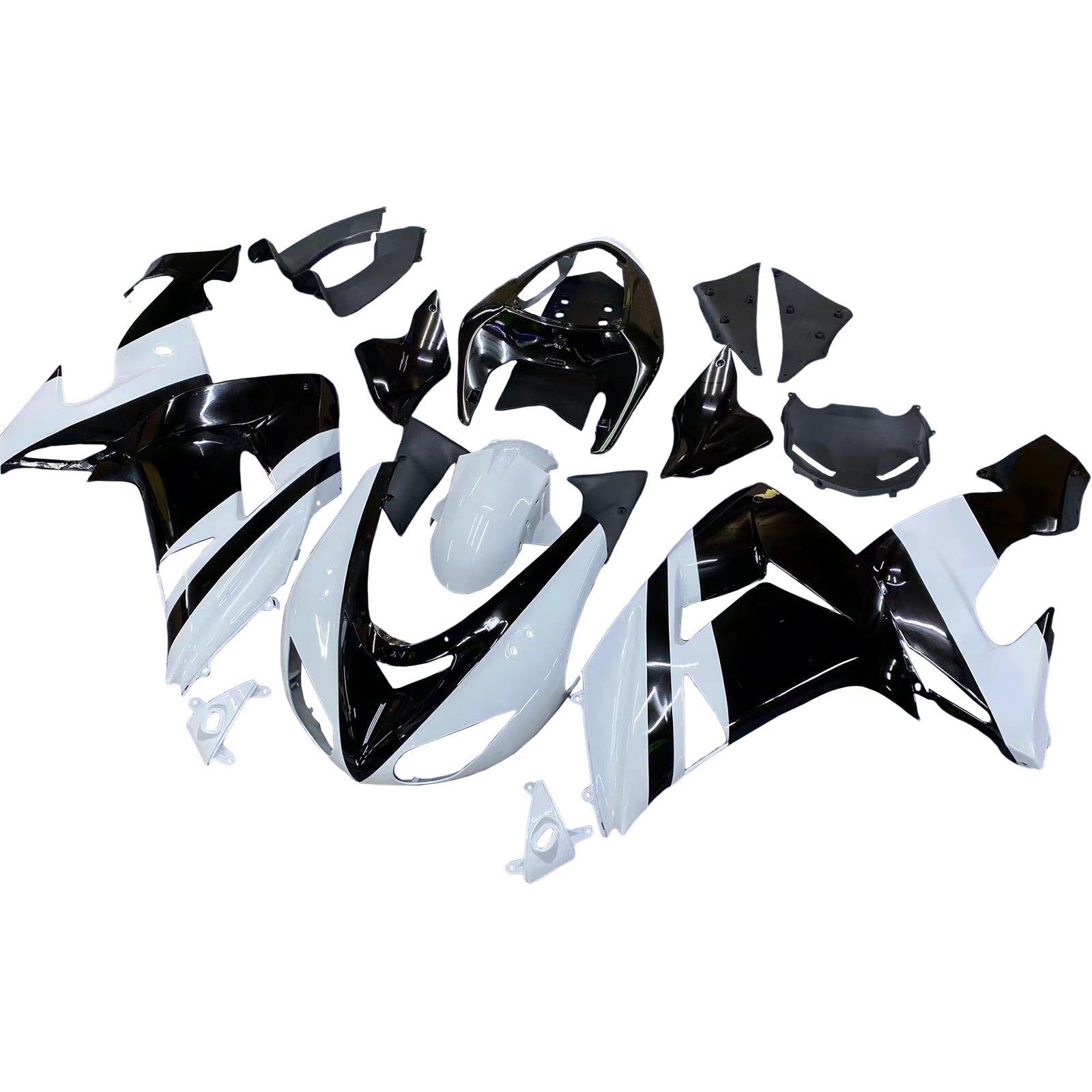 Amotopart 2006-2007 Kawasaki ZX10R Czarno-biały zestaw owiewki