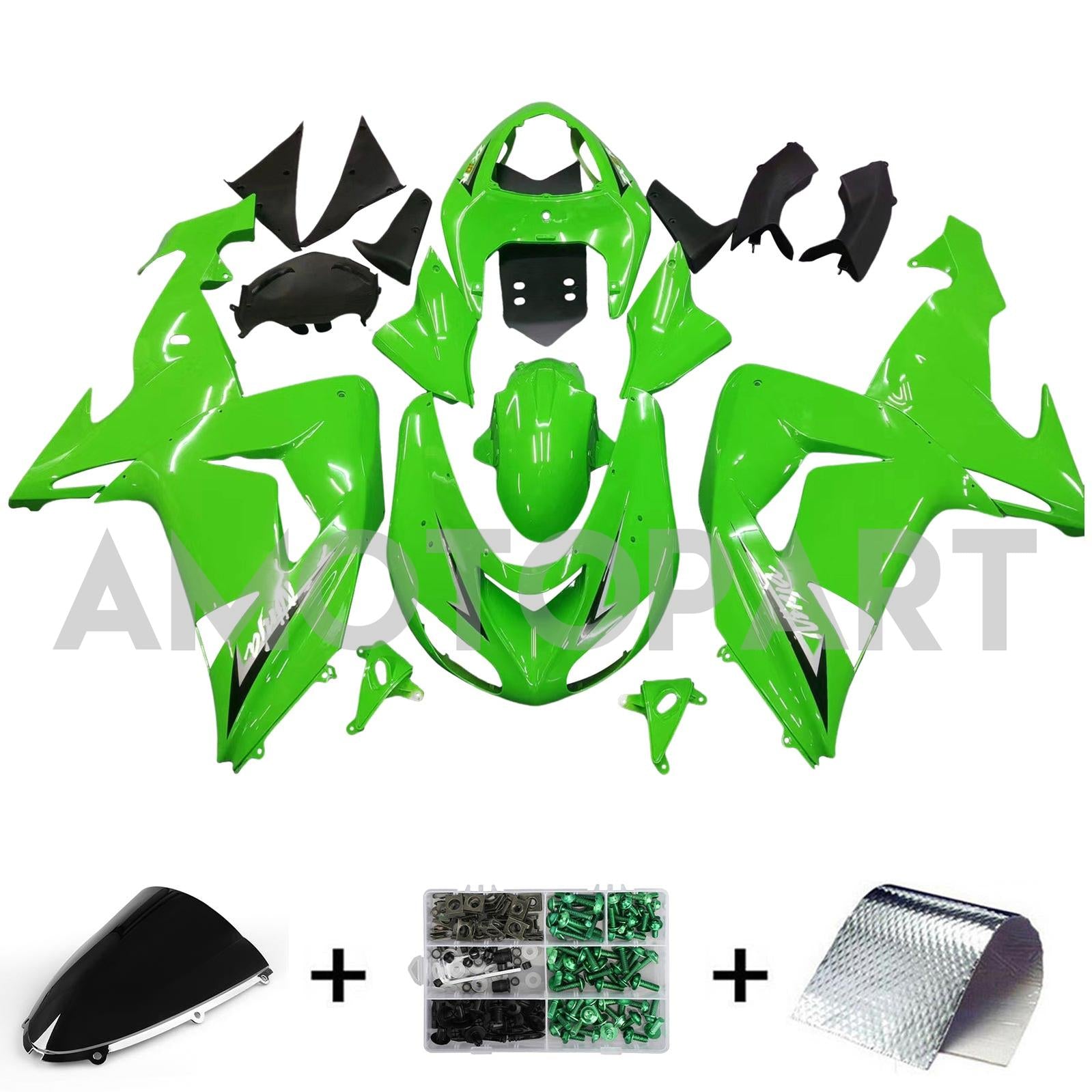 Kit carena verde Amotopart 2006-2007 Kawasaki ZX10R
