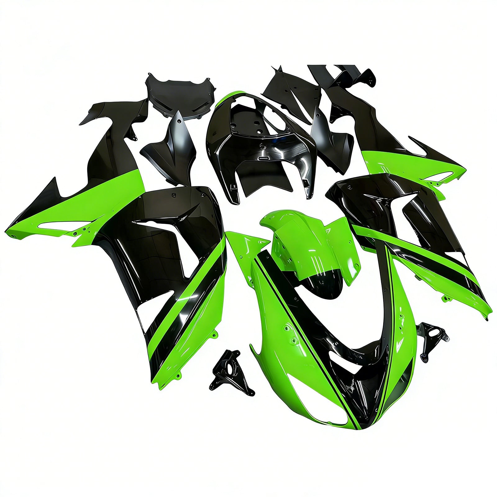 Amotopart 2006-2007 Kawasaki ZX10R Green & Black Style 1 Kit de carenagem