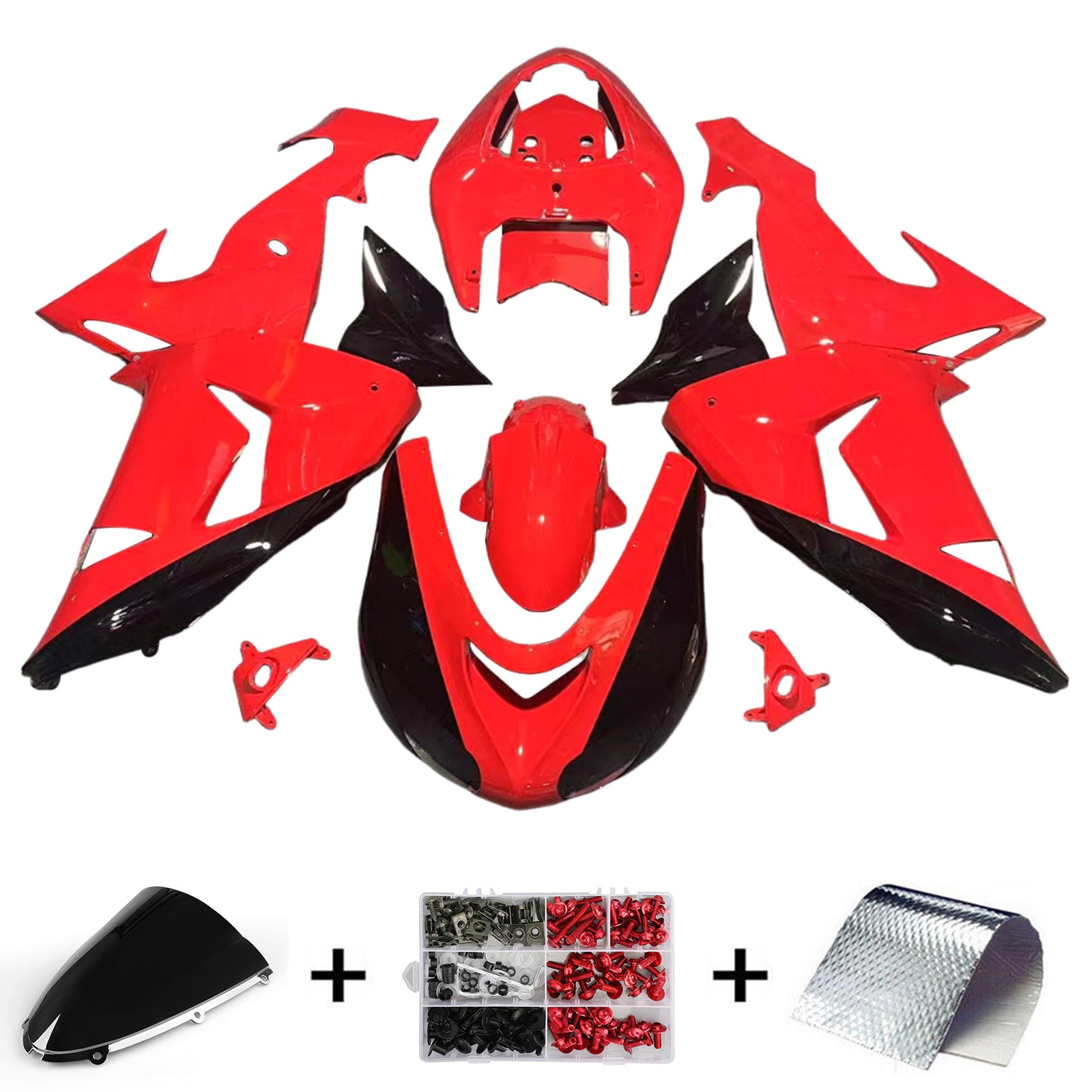 Amotopart 2006-2007 Kawasaki ZX10R Red Fairing Zestaw