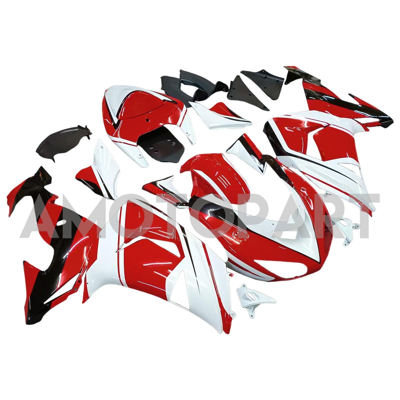 Amotopart 2006-2007 Kawasaki ZX10R Red White Fairing Kit