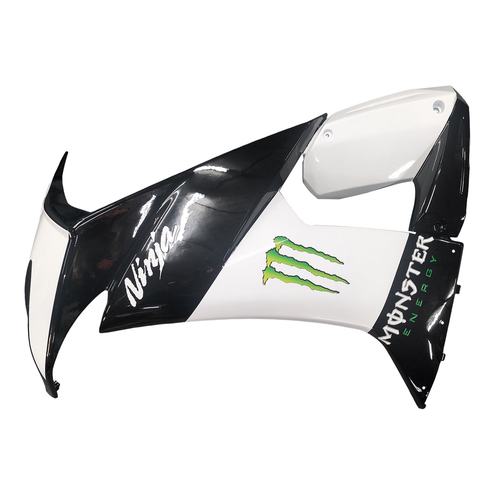Amotopart Verkleidungsset für Kawasaki ZX10R 2008–2010, Schwarz mit Scratch-Logo