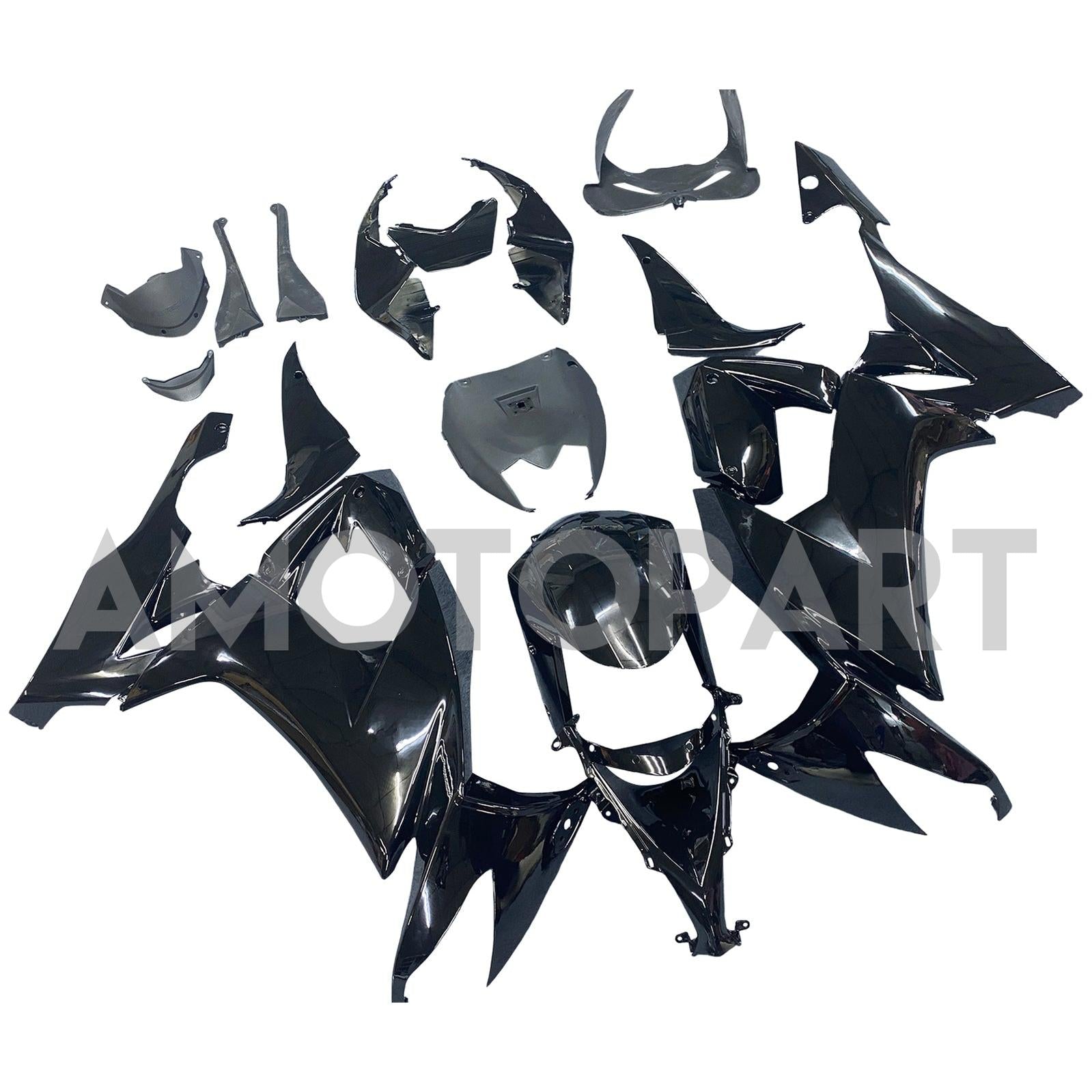Amotopart Kawasaki ZX10R 2008-2010 Hochglänzende Schwarzverkleidung Kit