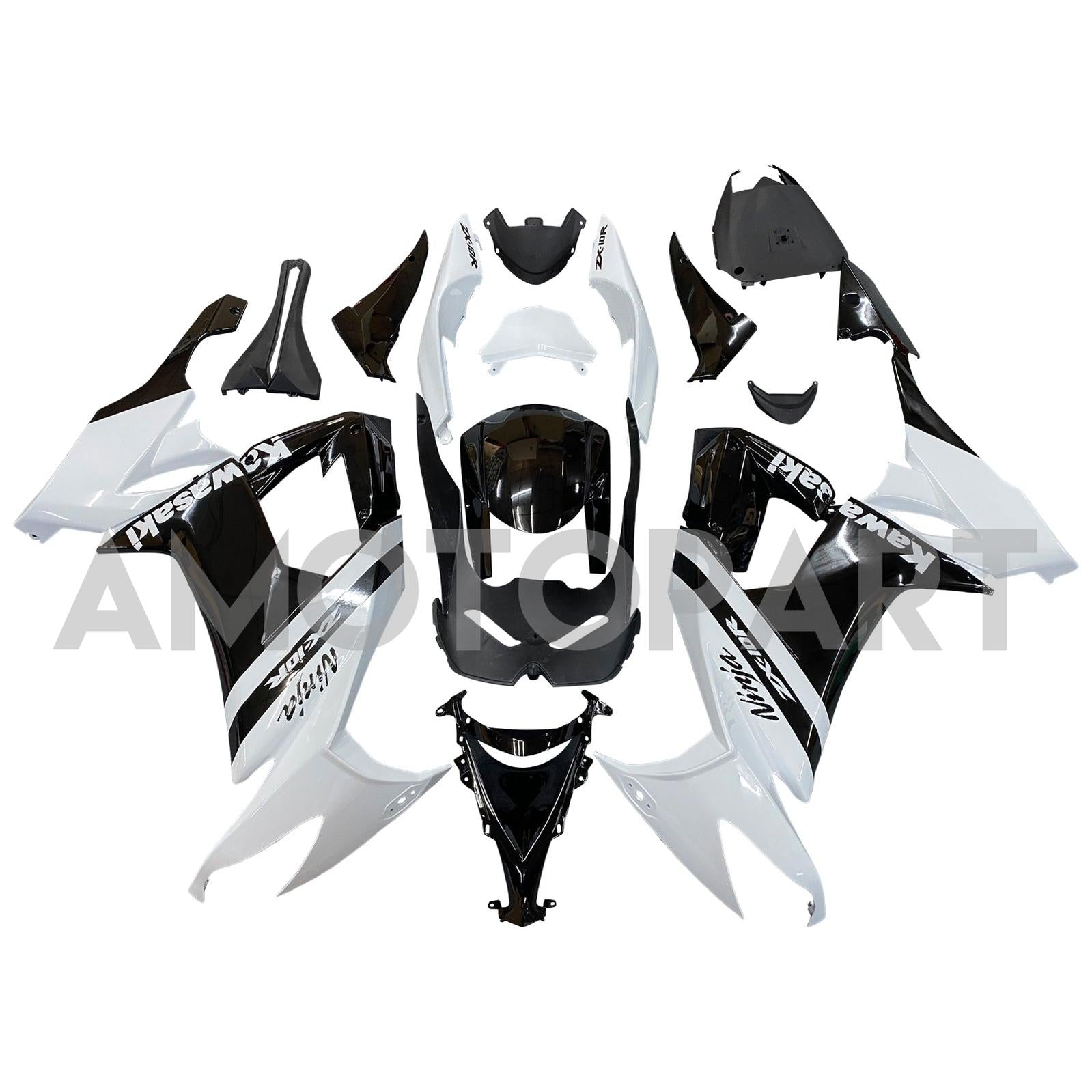 Kit carena Amotopart Kawasaki ZX10R 2008-2010 Bianco Nero