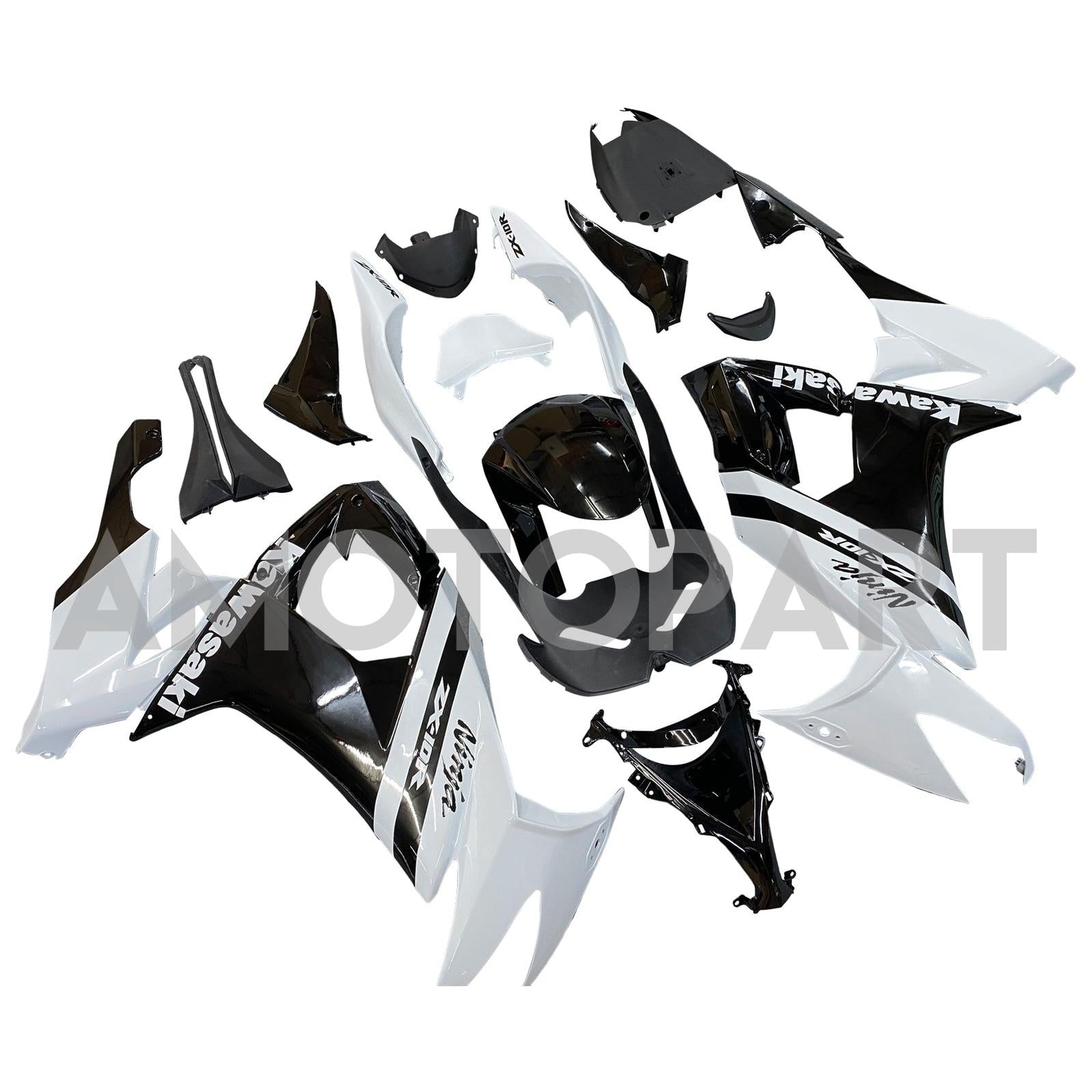 Kit carena Amotopart Kawasaki ZX10R 2008-2010 Bianco Nero