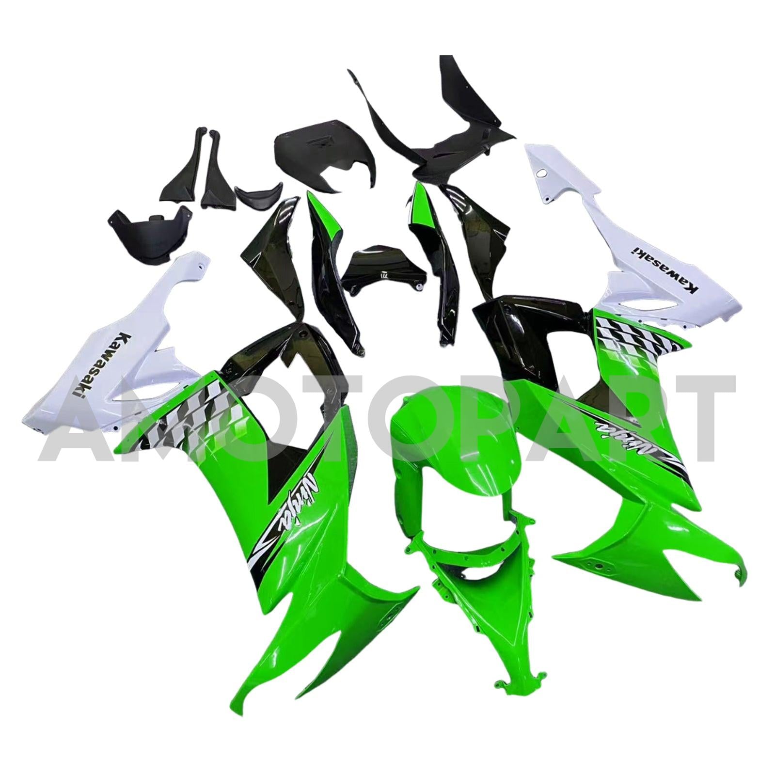 Amotopart Kawasaki ZX10R 2008-2010 Green White Accesing Kit