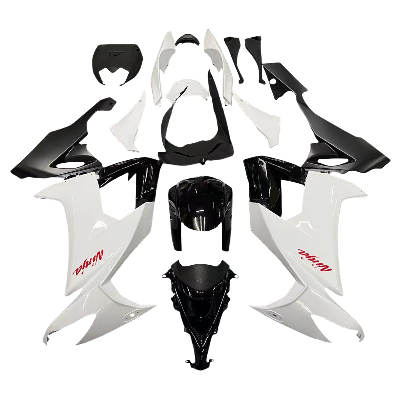 Amotopart Kawasaki ZX10R 2008–2010 weißes Verkleidungsset