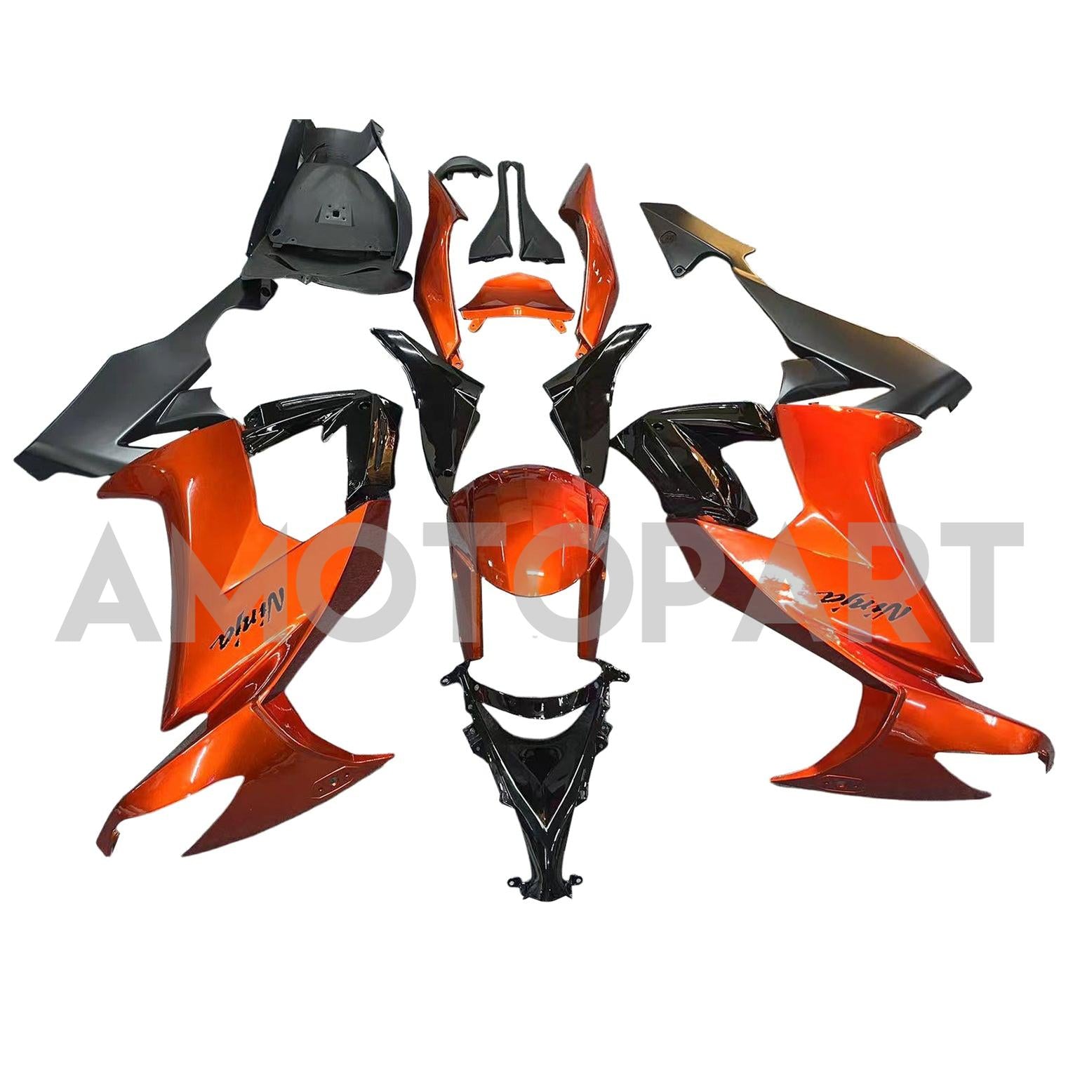 Amotopart Kawasaki ZX10R 2008-2010 Glossy Orange Black Fairing Kit