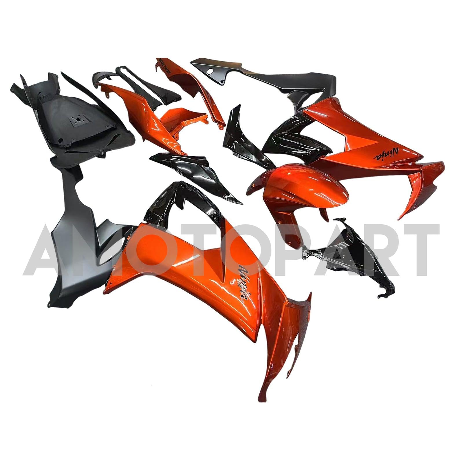 Amotopart Kawasaki ZX10R 2008-2010 Glossy Orange Black Fairing Kit